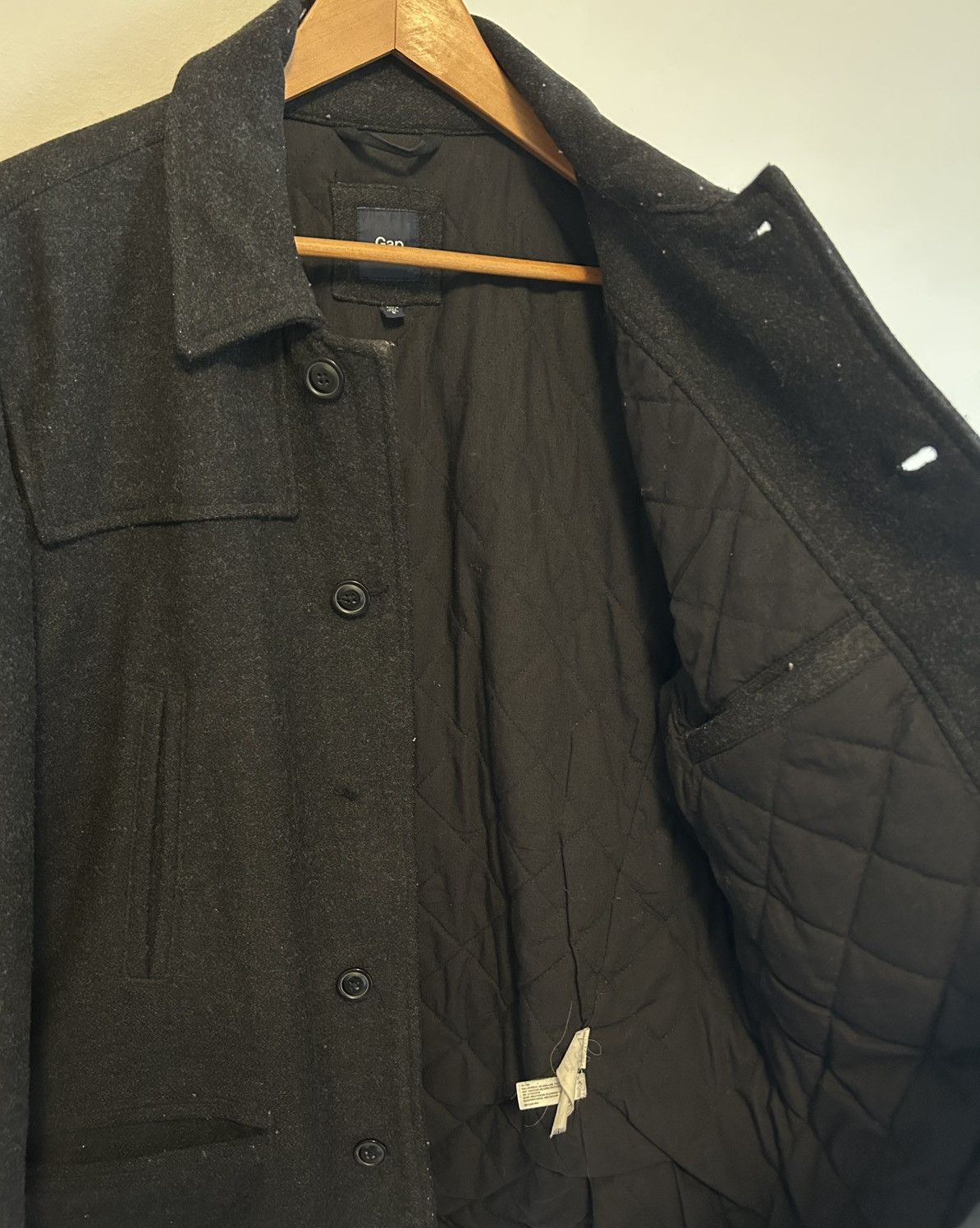 Gap Gap Men’s Dark Grey Button Up Wool Pea Coat - Size L Size US L / EU 52-54 / 3 - 6 Thumbnail