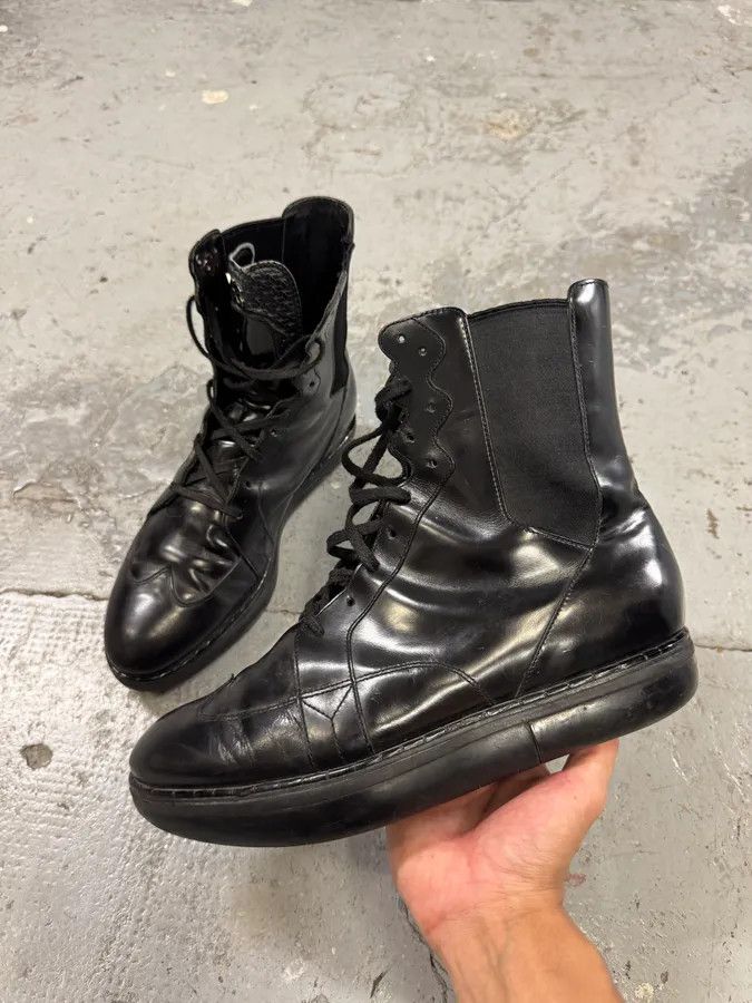 Vintage × Yohji Yamamoto Yohji Yamamoto Y3 Black Leather Boots Size US 11 / EU 44 - 2 Thumbnail