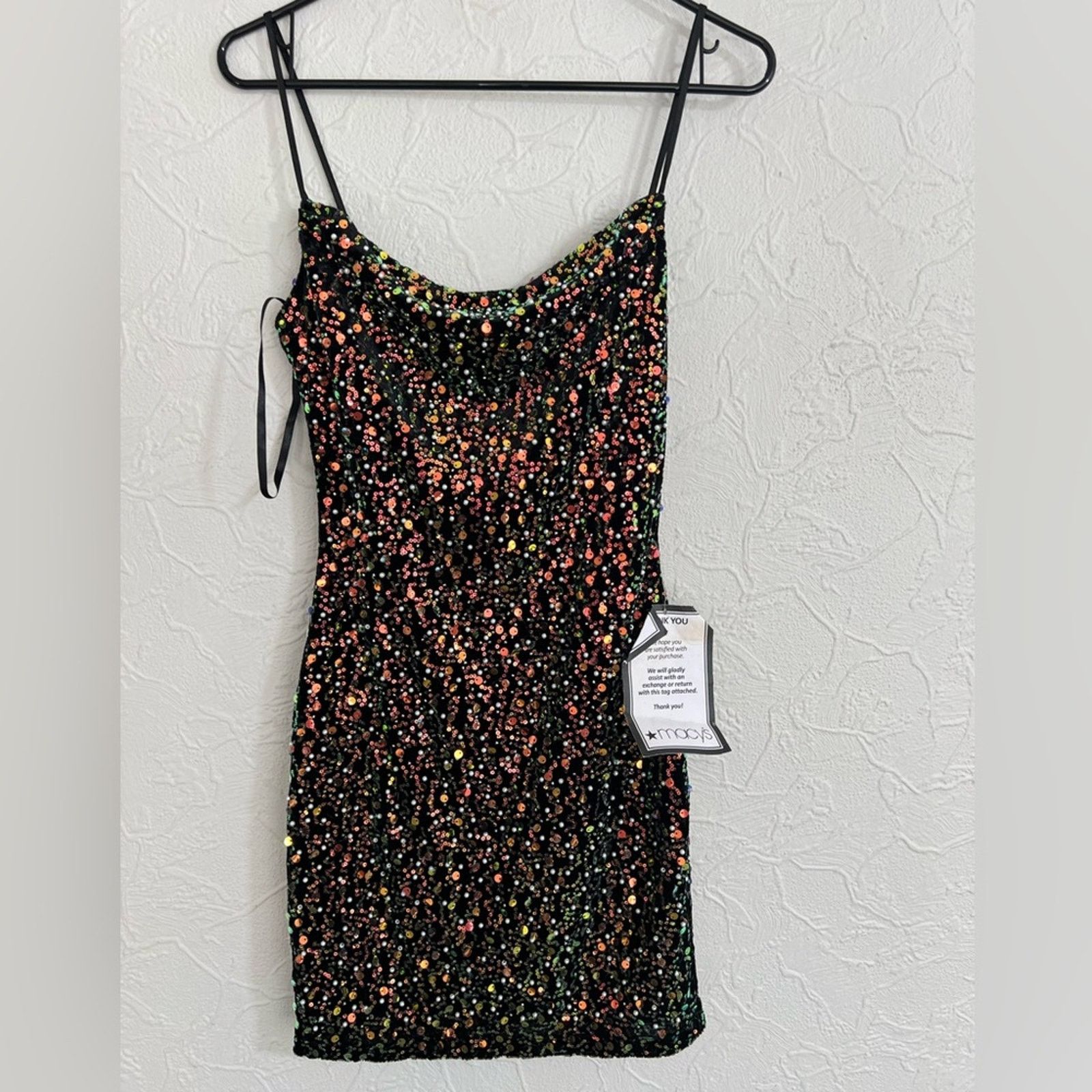 1989 STUDIO City Studios Womens Black Sequined Polyester Mini Dress NEW Size S / US 4 / IT 40 - 3 Thumbnail