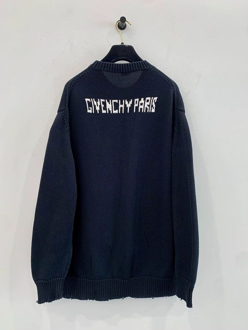 Givenchy Givenchy Black Distressed Large Logo Knitwear Sweater, Siz Size US M / EU 48-50 / 2 - 3 Thumbnail