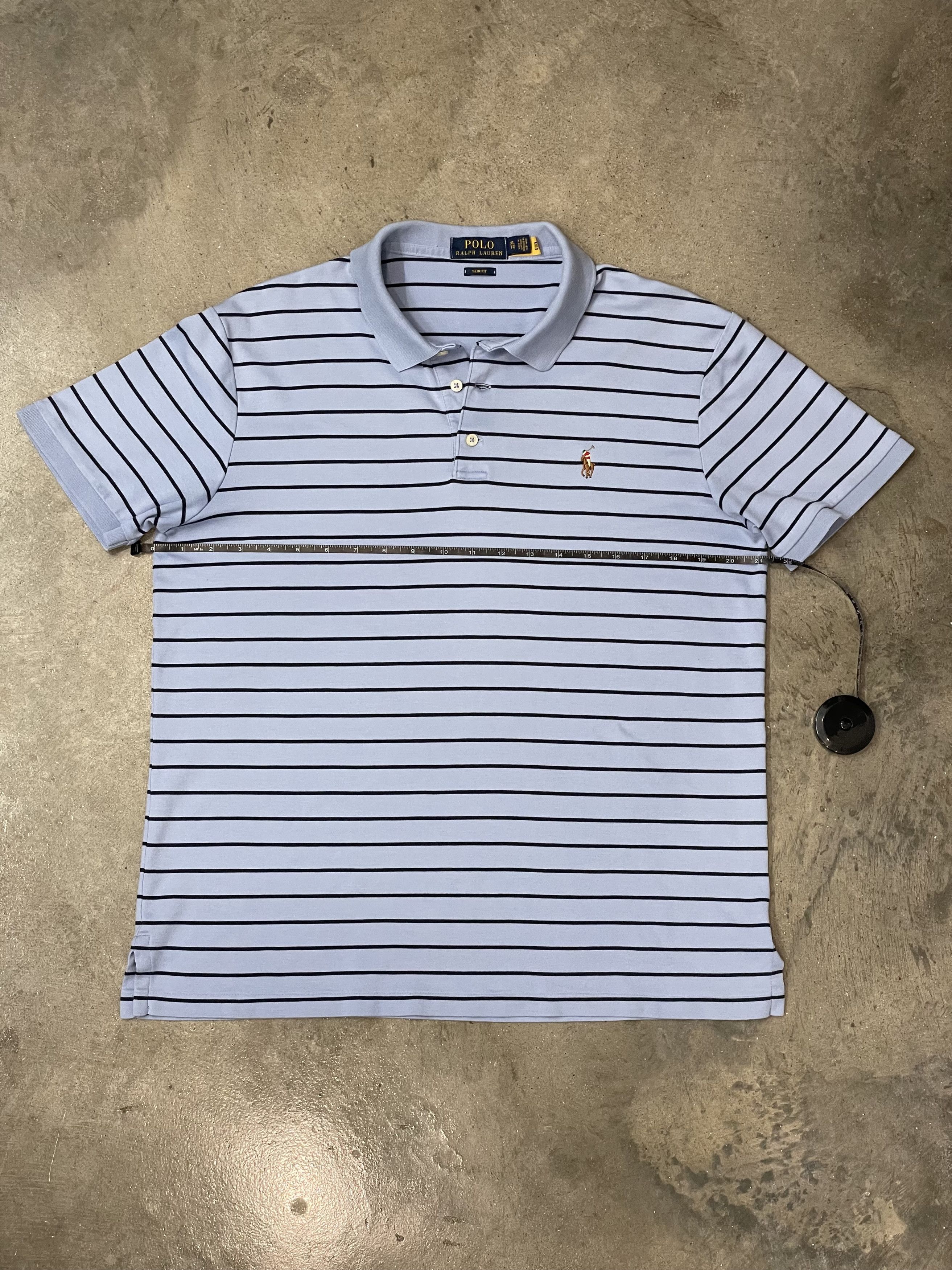 Polo Ralph Lauren Polo Ralph Lauren Slim Fit Blue Striped Polo Large Size US XL / EU 56 / 4 - 8 Thumbnail