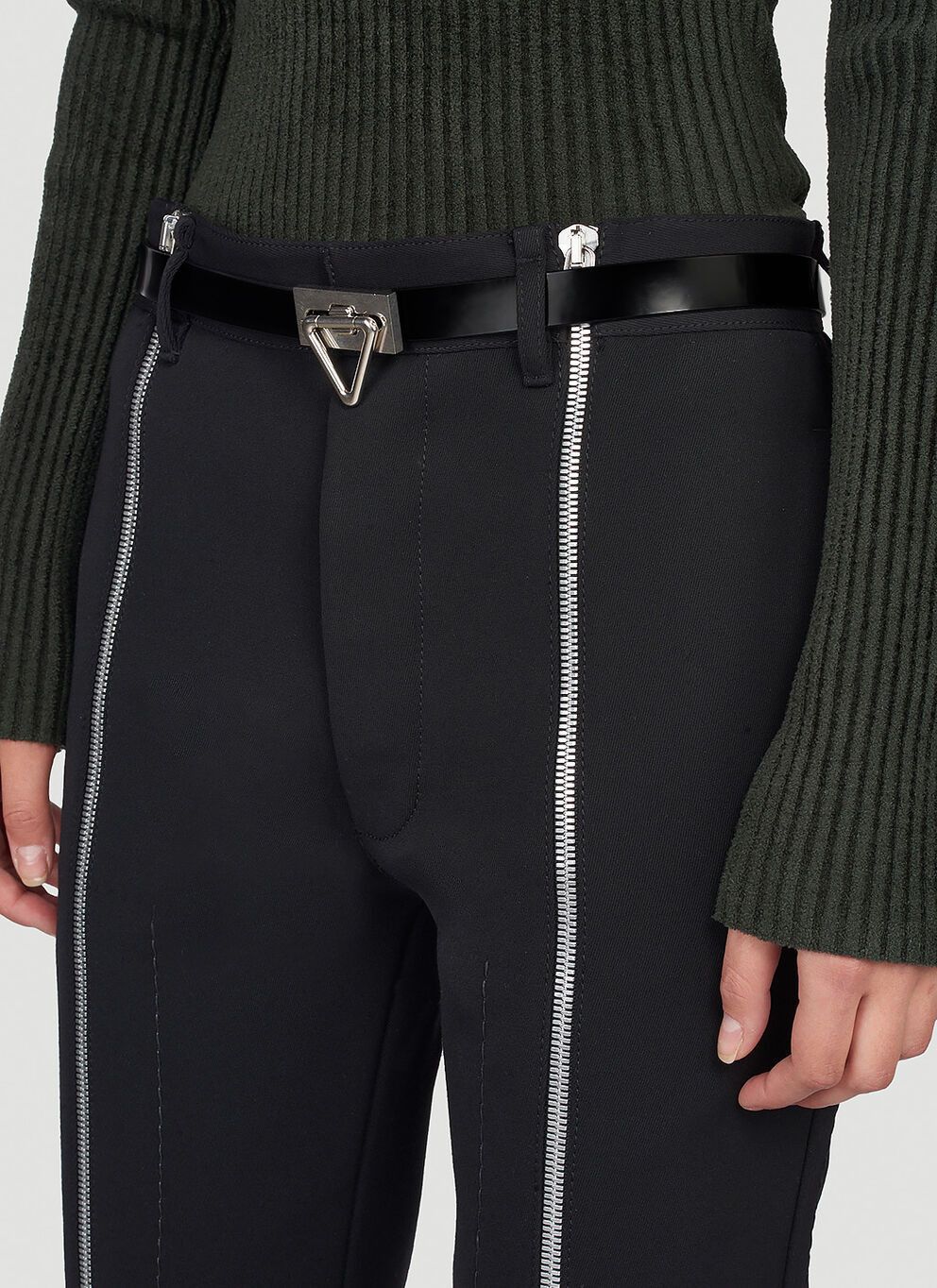 Bottega Veneta BOTTEGA VENETA Point Lock black triangle leather belt 85 Size ONE SIZE - 2 Thumbnail