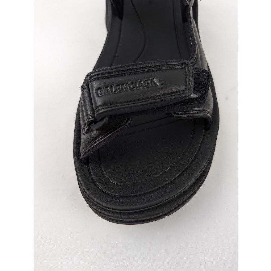 Balenciaga o1rshd1 Tourist Fake Leather Sandal in Black Size US 12 / EU 45 - 15 Thumbnail