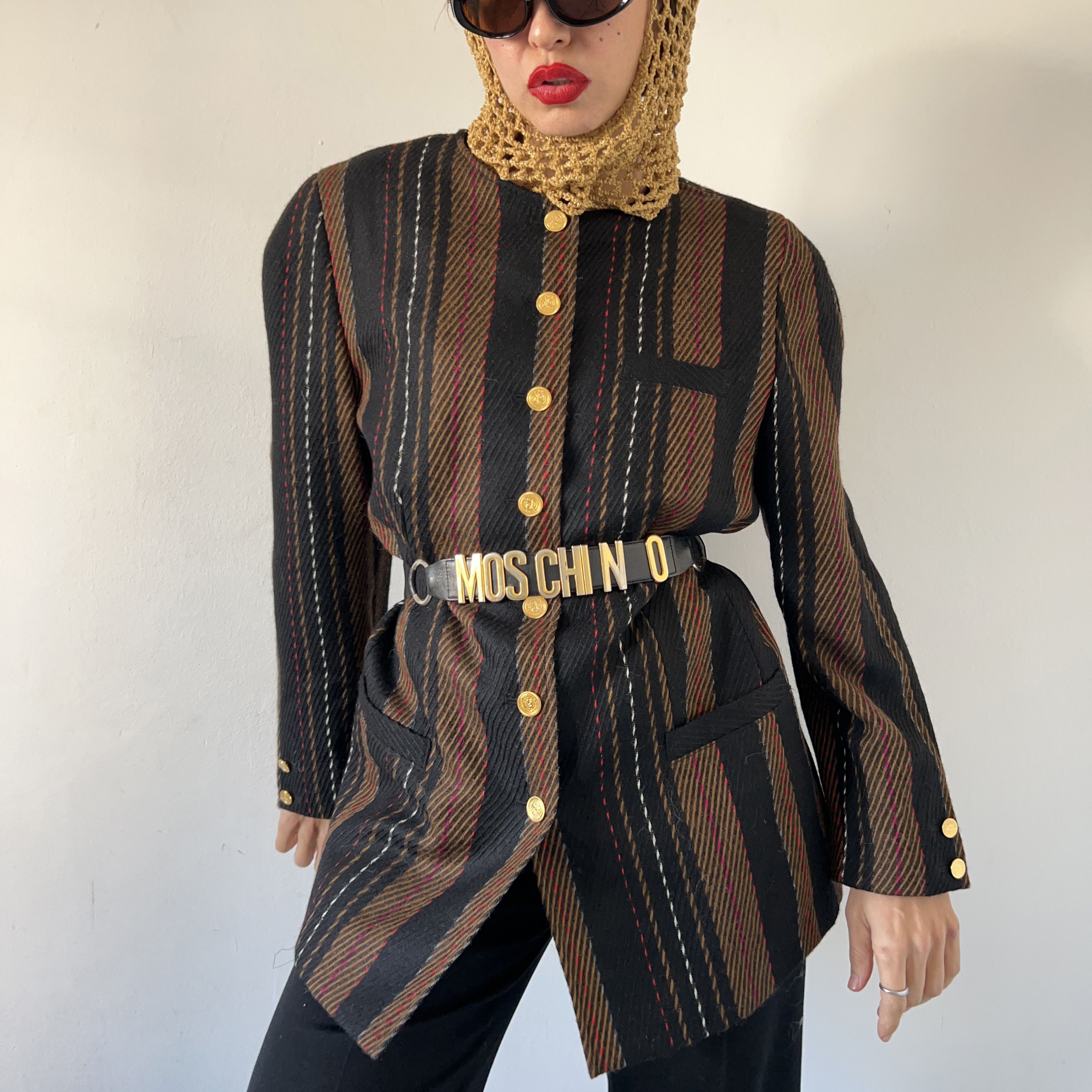 Vintage 90s Alpaca Wool Striped Jacket