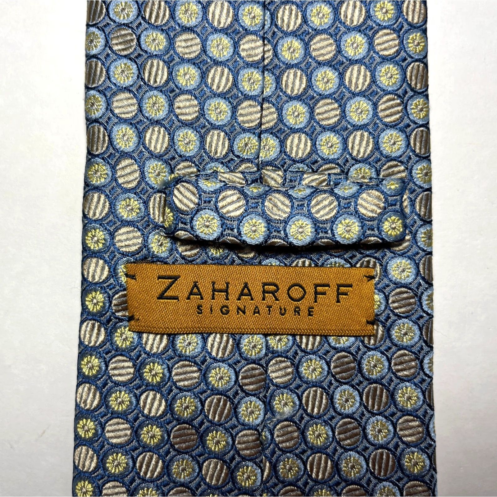 Vintage Zaharoff Signature Luxury Silk Tie Geometric Woven Made in Italy Size ONE SIZE - 7 Thumbnail