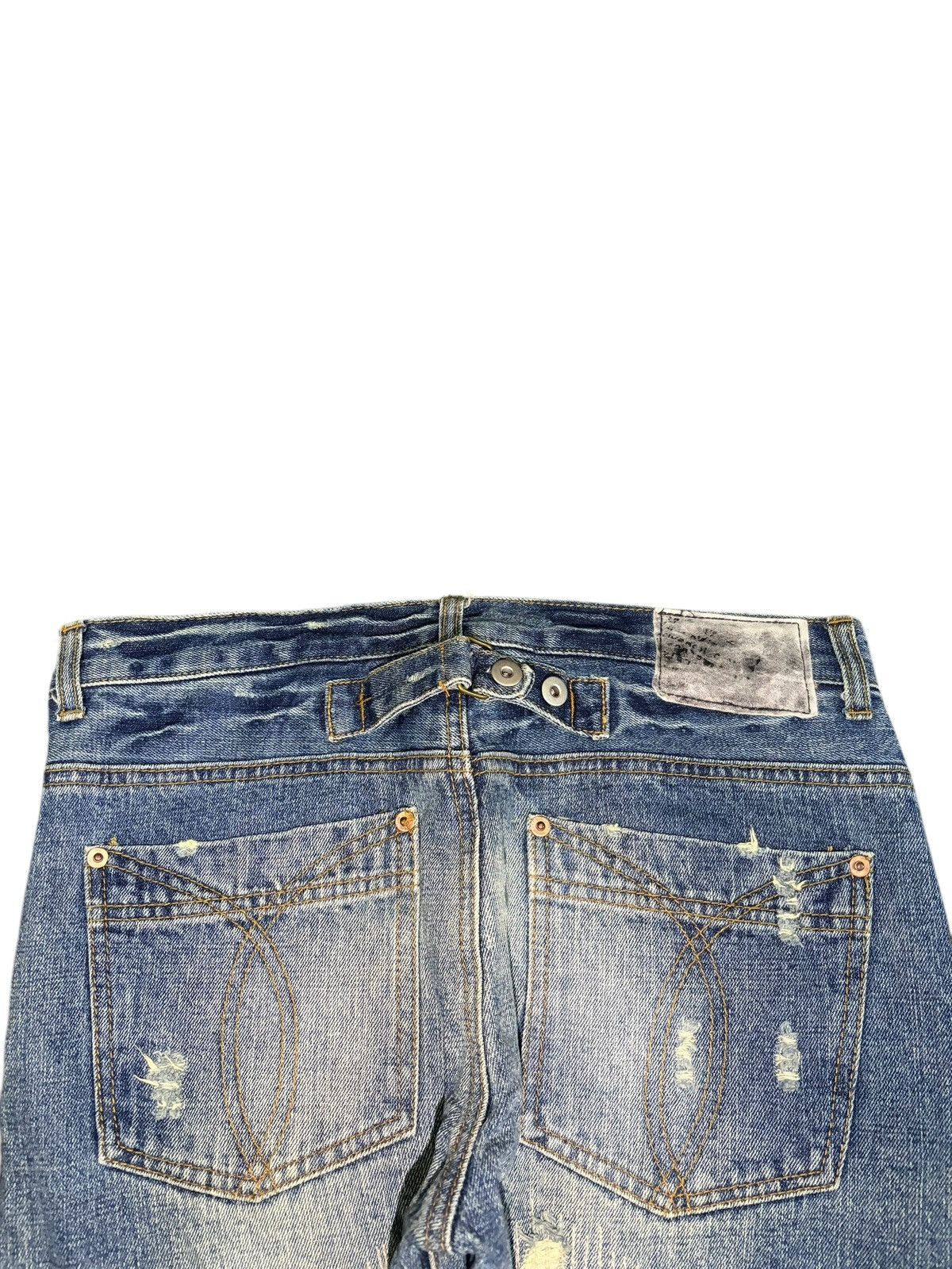 Kapital Vintage Japanese Brand Buckle Back Sashiko Distress Jeans Size 31" - 4 Thumbnail
