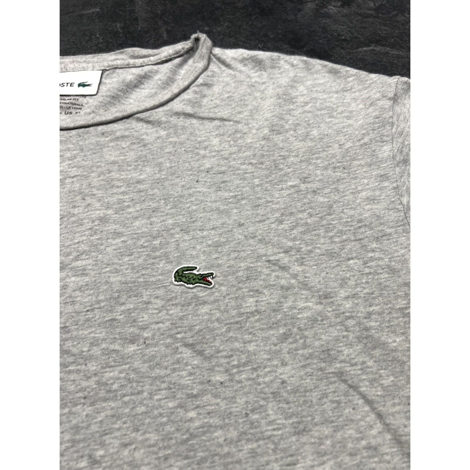 Lacoste LACOSTE T-SHIRT Gray XL Crew Neck Short Sleeve Cotton Knit Embroidered All Seasons Men Regular Decade Animals Size US XL / EU 56 / 4 - 3 Thumbnail