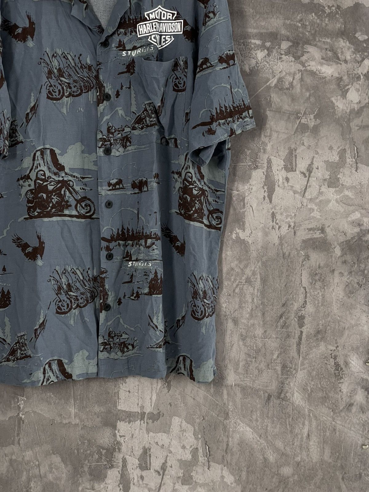 Harley Davidson × Vintage Vintage Y2K Harley Davidson Button Up Crazy Logo Shirt Size US L / EU 52-54 / 3 - 6 Thumbnail