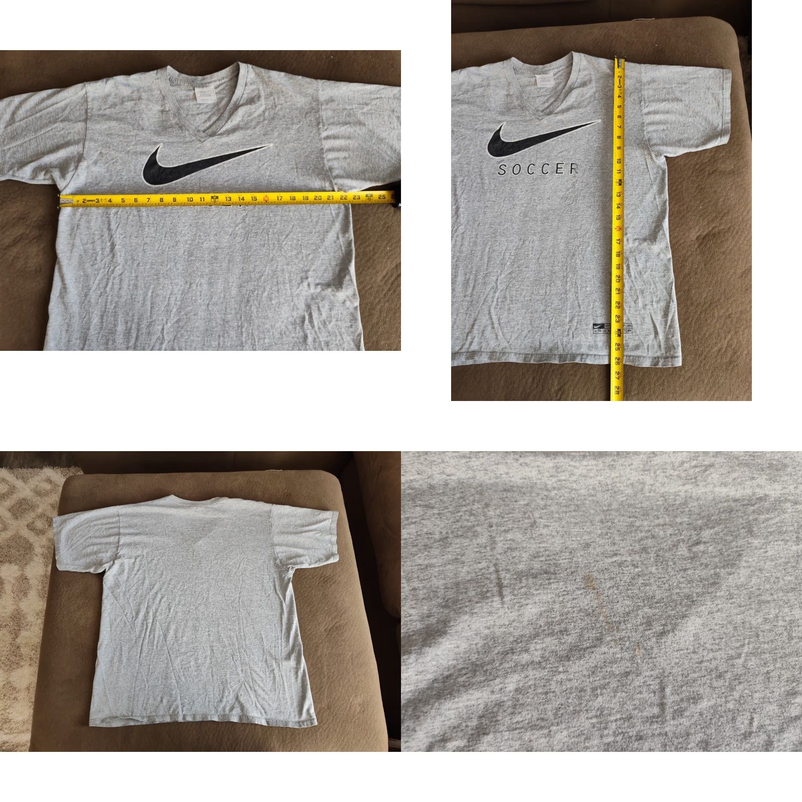 Nike VINTAGE Nike Shirt Mens T-Shirt Gray Short Sleeve V-Neck Large USA Made Cotton USA Mens Size US L / EU 52-54 / 3 - 8 Thumbnail