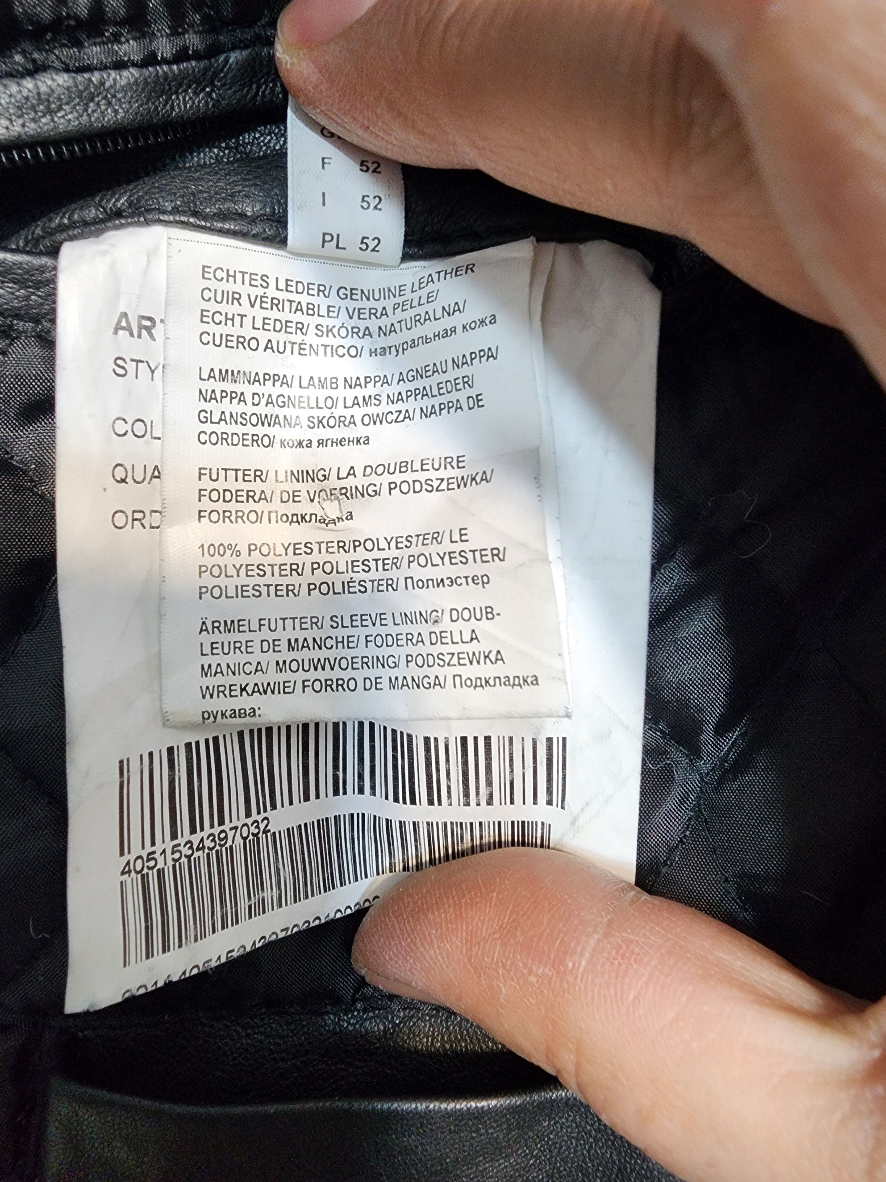 Genuine Leather Men's Black Leather Hooded Jacket: Knitted Collar & Hood. Size US L / EU 52-54 / 3 - 10 Thumbnail