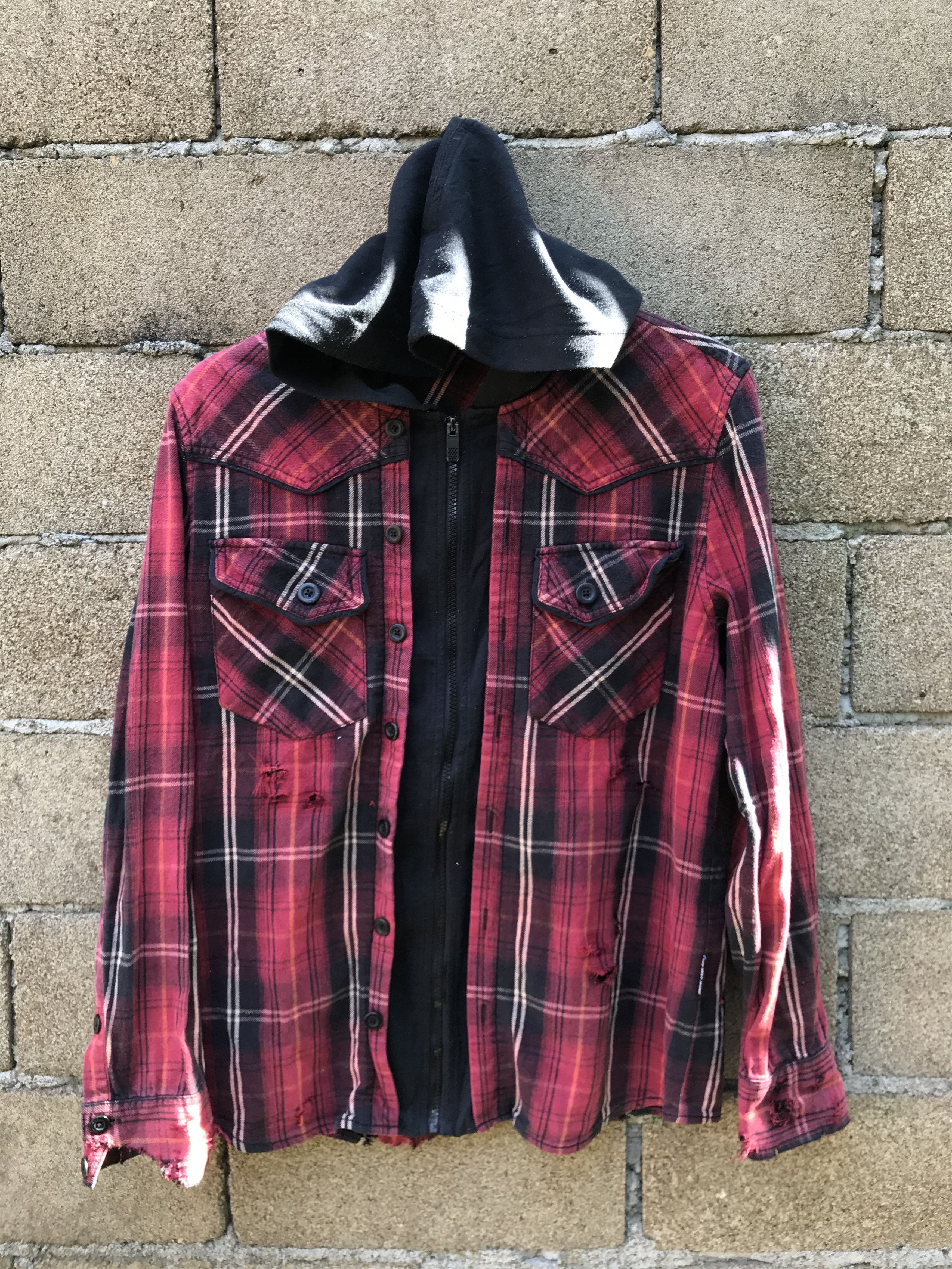 Beauty Beast Vintage tbjeans flanel double layers destroyed hoodie Size US M / EU 48-50 / 2 - 1 Thumbnail
