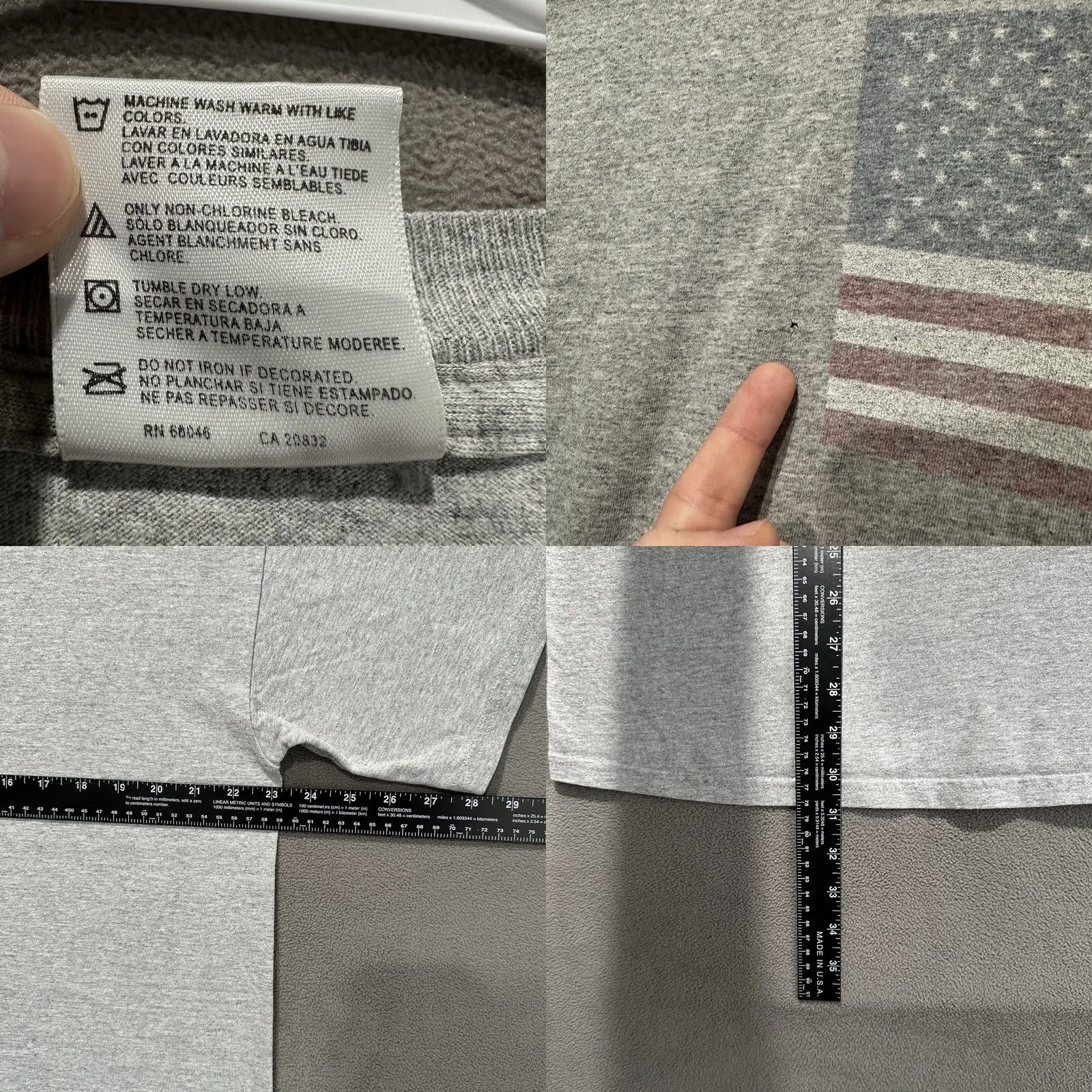 Tultex Vintage Tultex Shirt Mens XL Gray American Flag Faded Distressed Graphic Tee GUC Size US XL / EU 56 / 4 - 8 Thumbnail