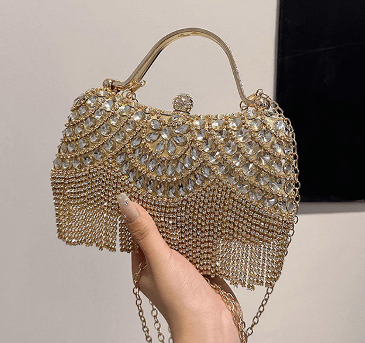 Japanese Brand Rhinestone Tassel Evening Clutch Bag Size ONE SIZE - 3 Thumbnail