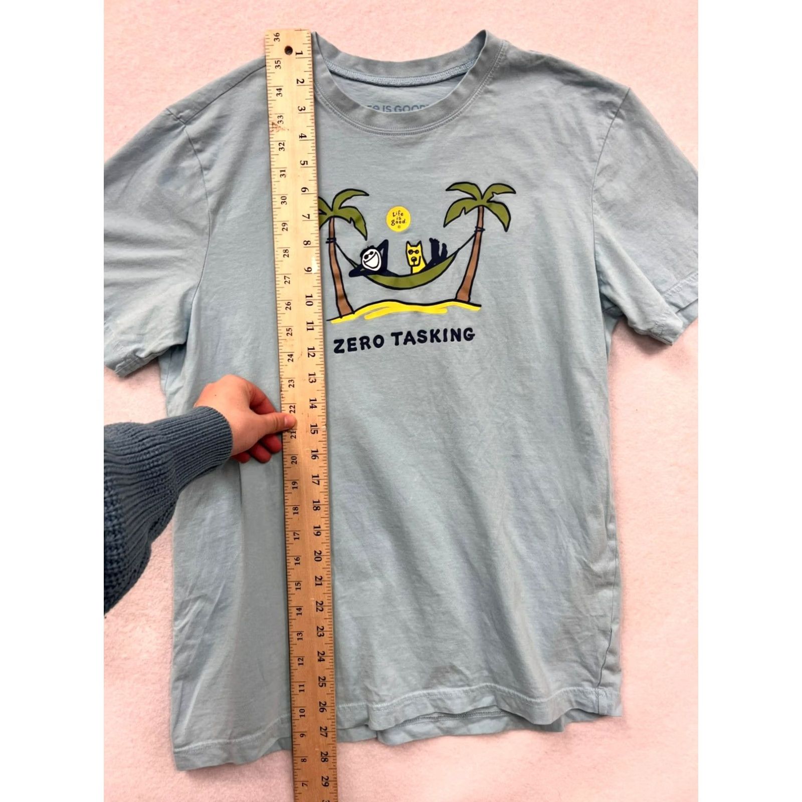 Life is Good Life Is Good T-Shirt Mens M Zero Tasking Graphic Blue Crew Neck Short Sleeve Shirt Size US M / EU 48-50 / 2 - 7 Thumbnail