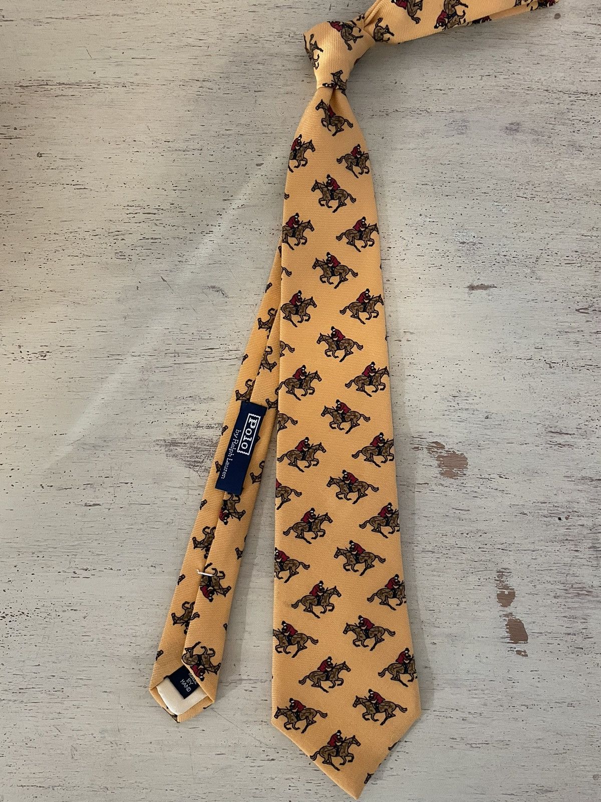 Polo Ralph Lauren × Vintage Equestrian Print Wool Tie Size ONE SIZE - 2 Thumbnail