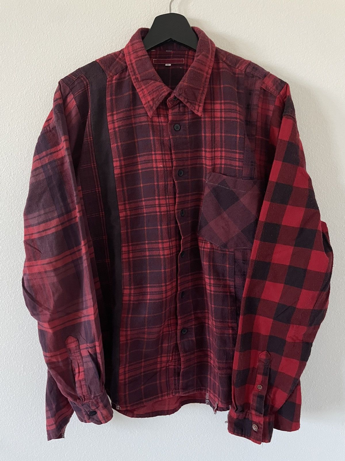 Needles Rebuild 7 Cuts Button Shirt Red Overdye