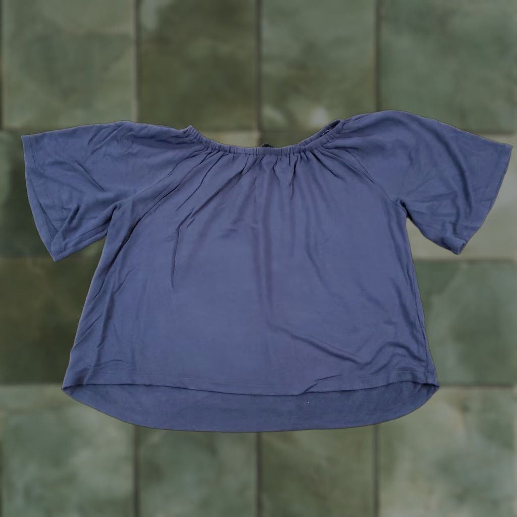 Vintage Catherine Malandrino Blue Off Shoulder Blouse Womens Large 3/4 Sleeve Top Size L / US 10 / IT 46 - 1 Thumbnail