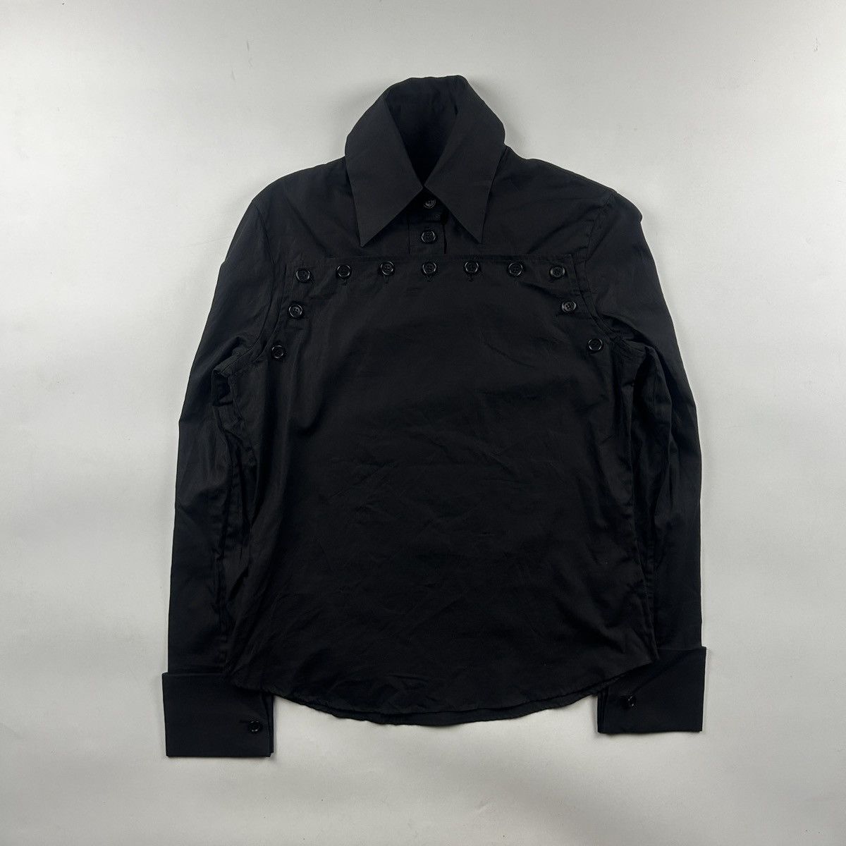 Helmut Lang 1993 Helmut Lang Marine Hi Collar Many Button Shirt Size XS / US 0-2 / IT 36-38 - 2 Thumbnail
