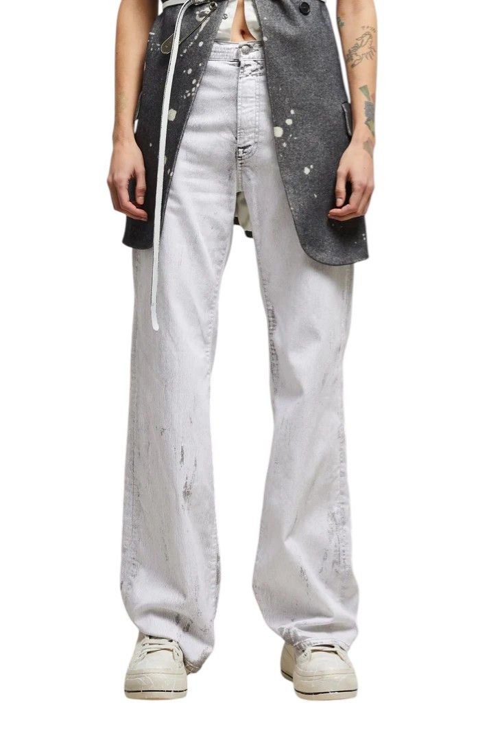R13 JANE 26 Crackled Grey Slim Straight Stretch Long 85787 Size 26" / US 2 / IT 38 - 1 Thumbnail