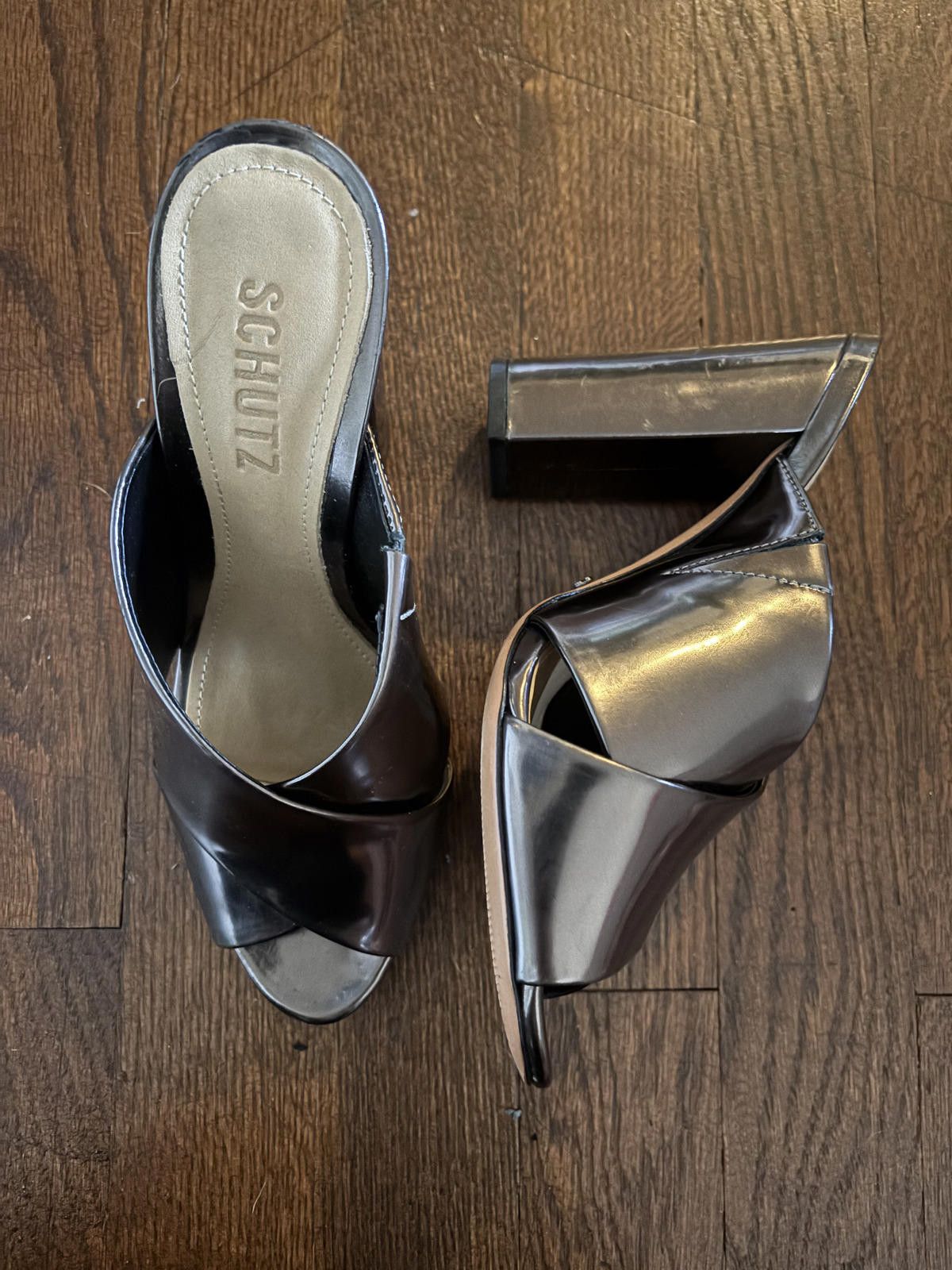 Designer NWT Schutz Womens Maisie Metallic High Heel Sandals Size US 7 / IT 37 - 4 Thumbnail