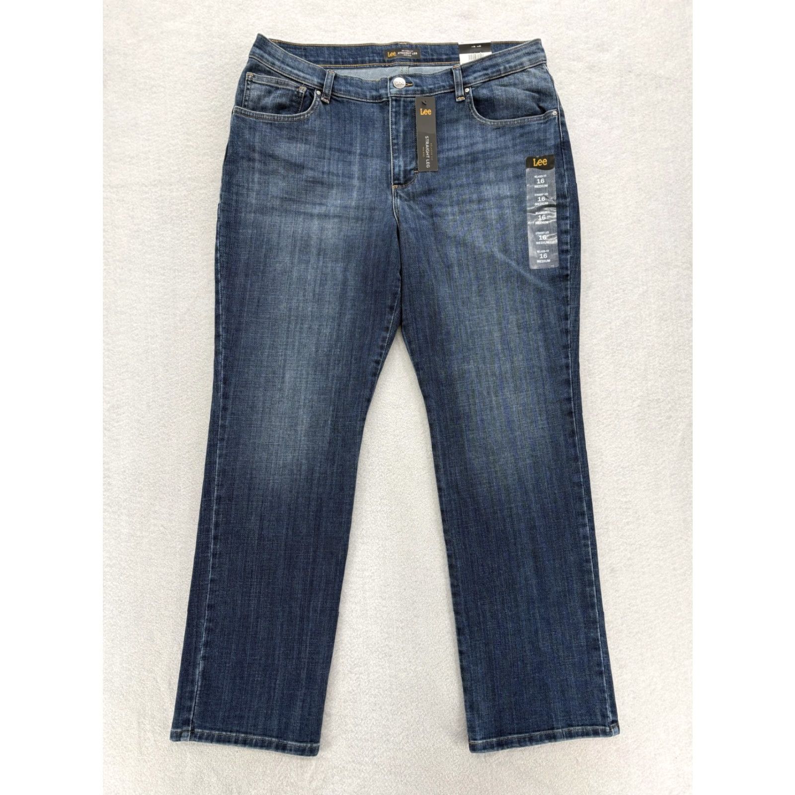 Lee Lee Jeans Womens 16 Blue Relaxed Fit Straight Leg Mid Rise Stretch Denim NWT Size 38" / US 16 / IT 52 - 2 Thumbnail