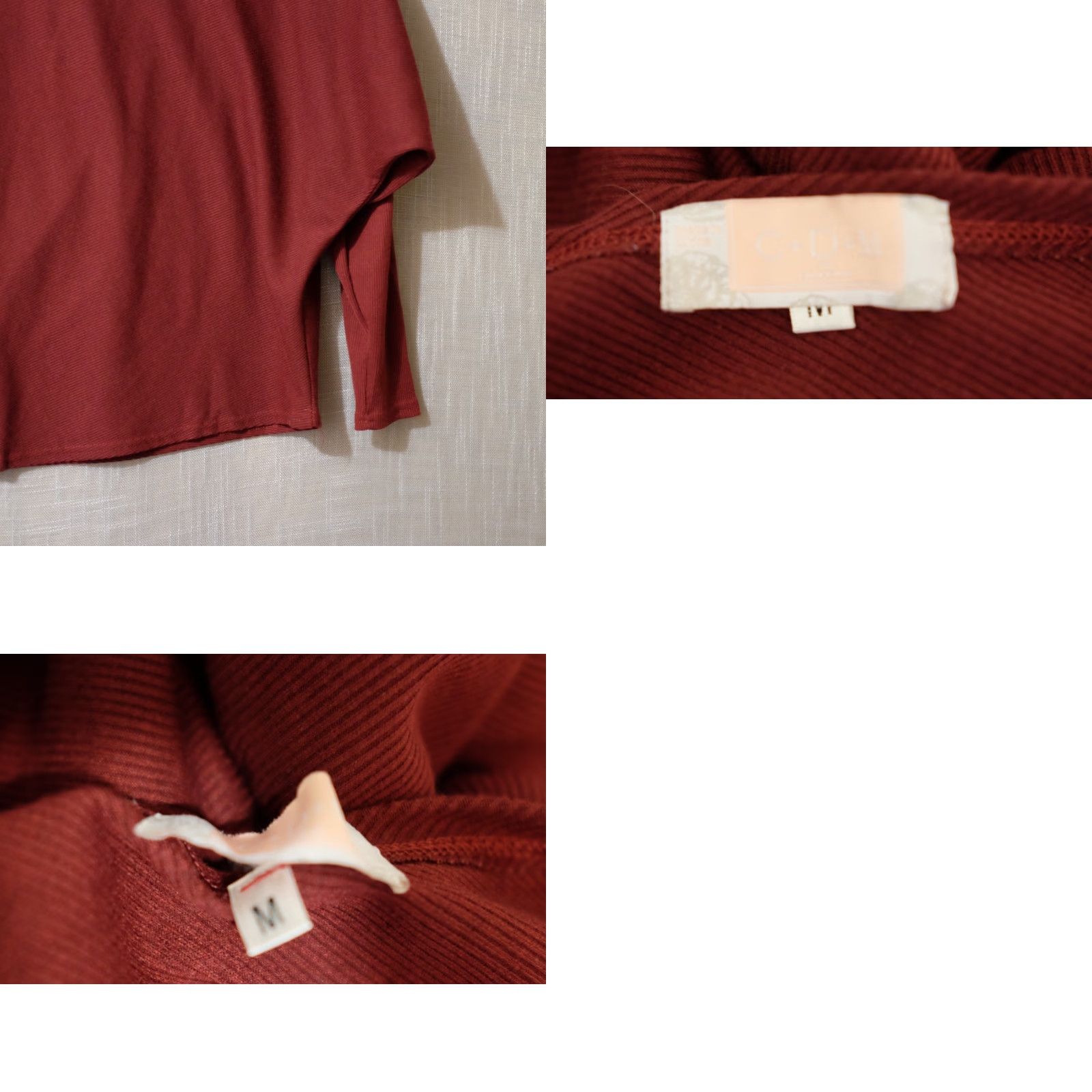 Vintage C+D+M Pullover Sweater Dark Red Womens M Dolman Sleeve Relaxed Fit Knitted Knit Boat Neck Long Sleeve Lightweight Pullover Shirt Women (M) Size M / US 6-8 / IT 42-44 - 8 Thumbnail