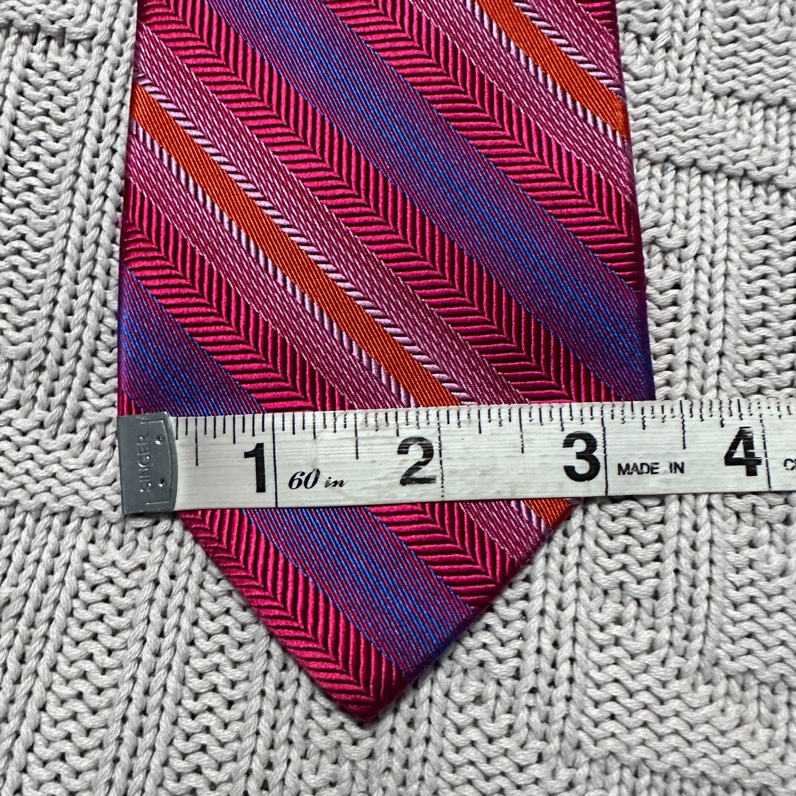 Paul Fredrick Paul Fredrick pink striped Italian silk tie Size ONE SIZE - 4 Thumbnail