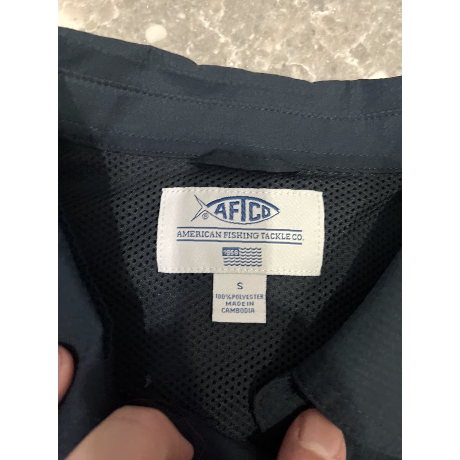 Vintage AFTCO AFTECH Vented Fishing Shirt Men's S Navy Blue Short Sleeve Shirt / Button-Up / Breathable UV Protection / Pockets / Logo Size US S / EU 44-46 / 1 - 3 Thumbnail