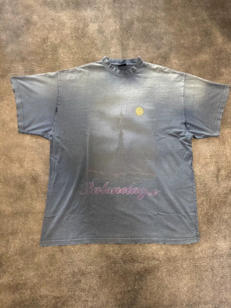 Balenciaga Balenciaga Blue old tower logo short sleeves Size US L / EU 52-54 / 3 - 1 Thumbnail
