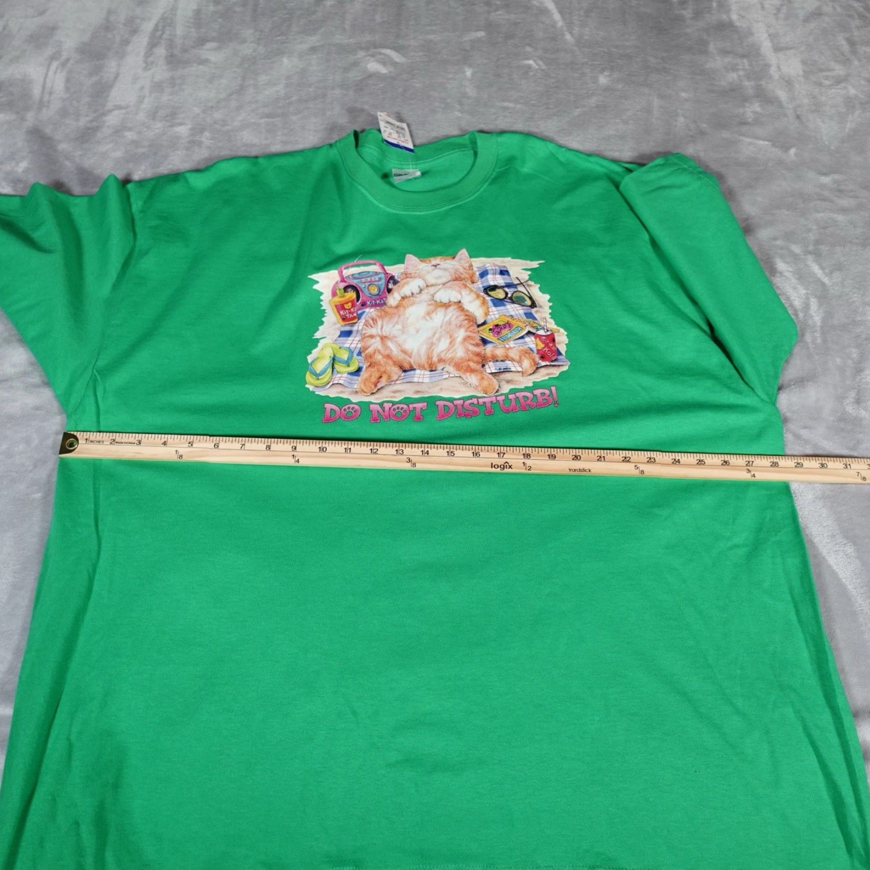 Vintage VINTAGE Do Not Disturb Cat T-Shirt Mens 3XL Green Funny Graphic Print Crew Neck Cotton Shirt Summer Fall 2000s Size US XXL / EU 58 / 5 - 5 Thumbnail