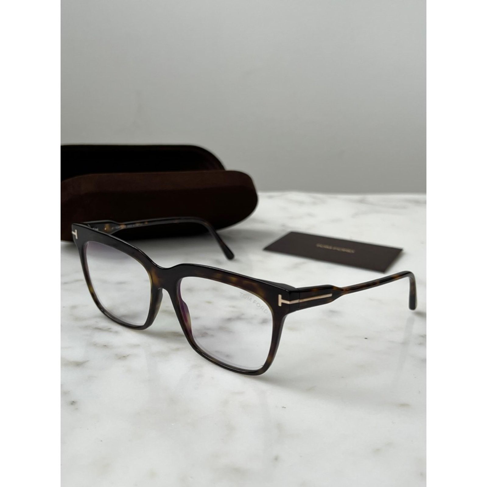 Tom Ford NEW Tom Ford FT5768-B Bluelight Frames in Brown Havana Size ONE SIZE - 5 Thumbnail