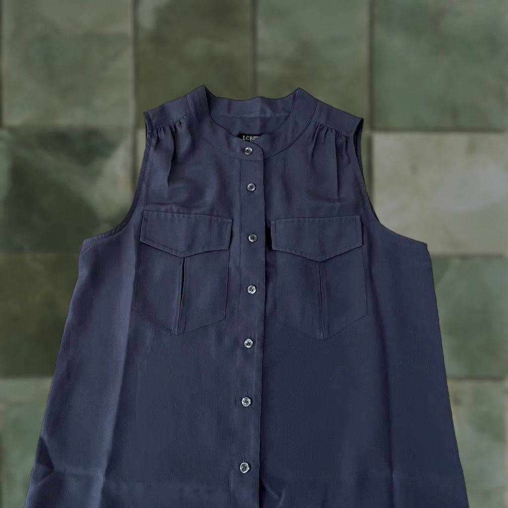 J.Crew J Crew Womens Sleeveless Shirt Gray Button Down Blouse Size XS / US 0-2 / IT 36-38 - 1 Thumbnail