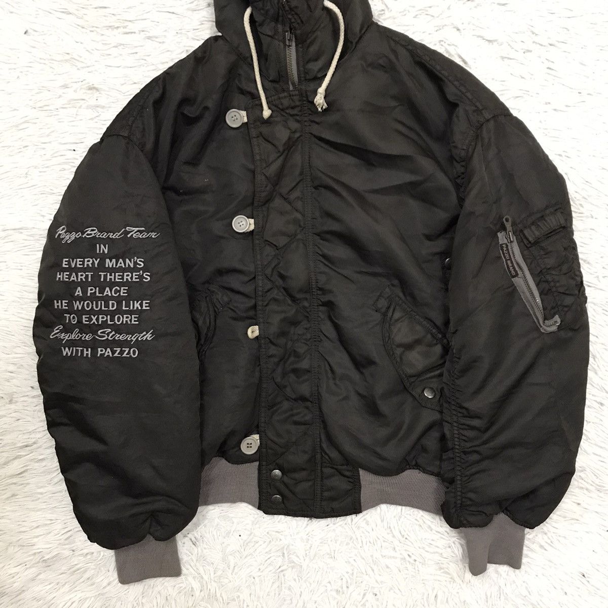 Japanese Brand × Vintage Vintage Pazzo Brand Cold Weather Bomber Flight Jacket Hoodie Size US M / EU 48-50 / 2 - 8 Thumbnail