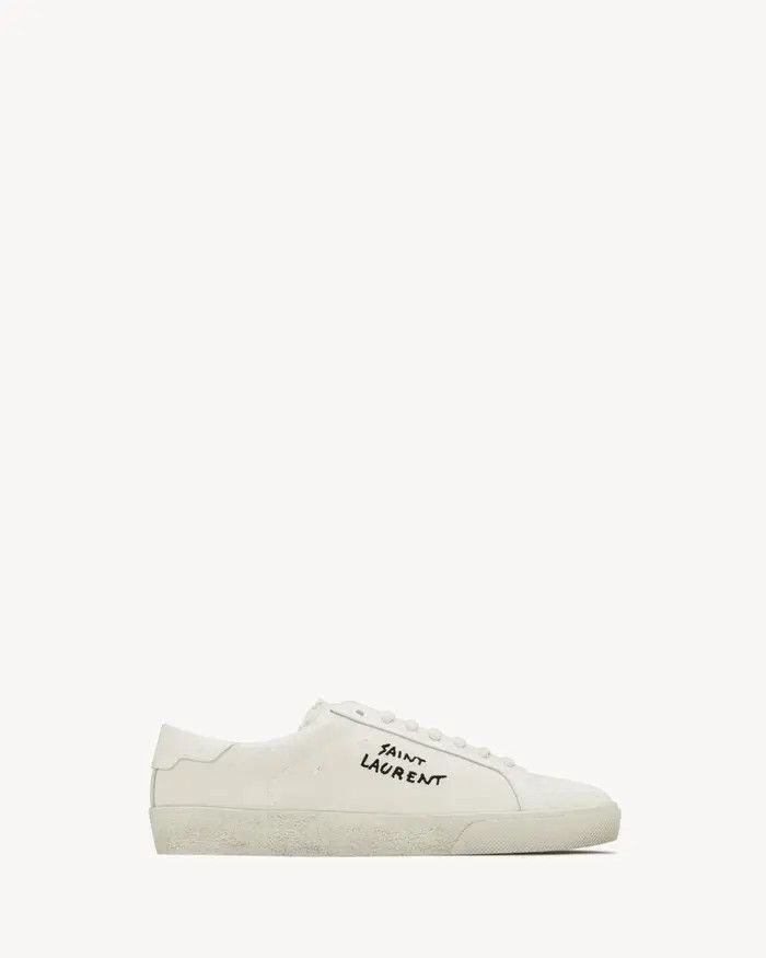 Saint Laurent Paris o1s1wg110126 Court Classic sl/06 Embroidered Sneakers Cream Size US 11 / EU 44 - 1 Thumbnail