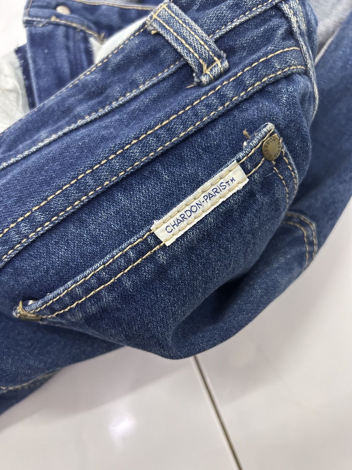 Japanese Brand × Vintage Vintage Chardon Paris Two-Tone High Waisted Flare Jeans Size US 38 / EU 54 - 9 Thumbnail