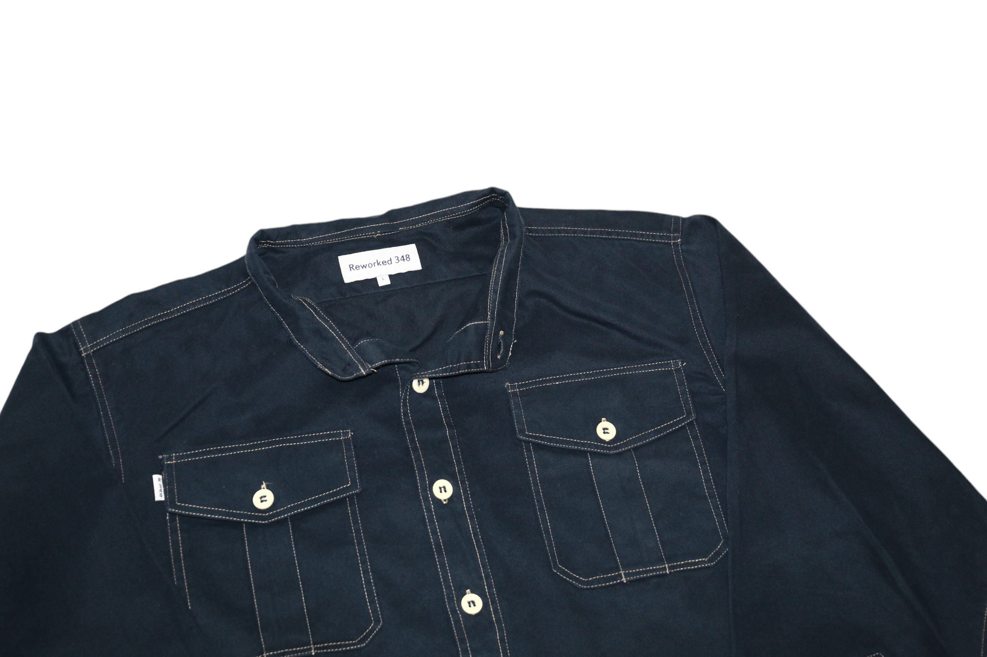 Garment Reproduction of Workers Reworked 348 military & workwear redesigned denim overshirt Size US L / EU 52-54 / 3 - 2 Thumbnail