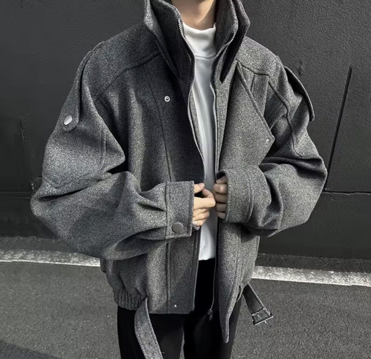 Other Streetwear Grey Zipper Casual Woolen Jacket Coat Size US L / EU 52-54 / 3 - 1 Thumbnail