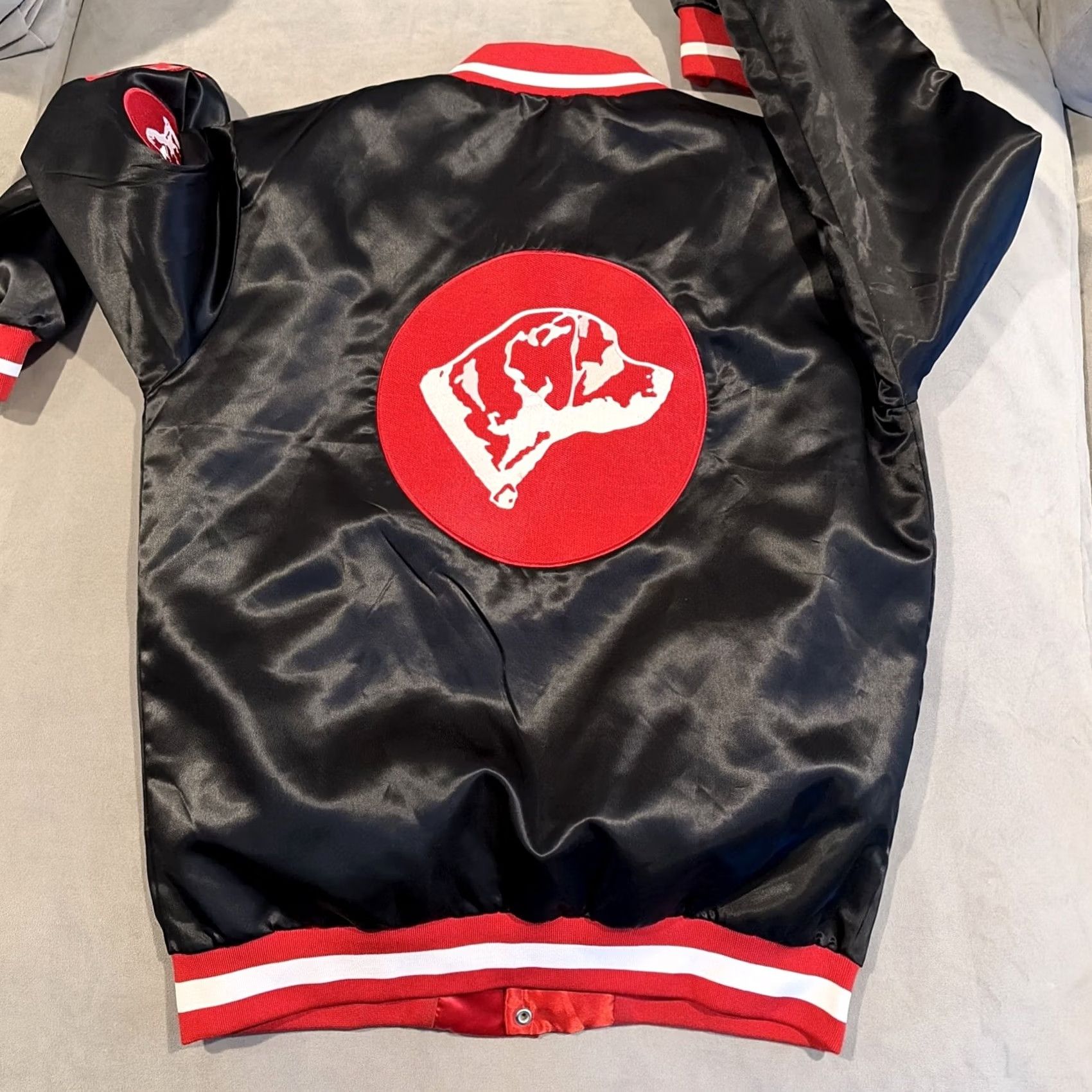 Vintage VINTAGE RARE POPPINGTON CLOTHING COMPANY DAMON / DAME DASH STUDIOS JACKET L Bomber Jacket Black Mens Size US L / EU 52-54 / 3 - 7 Thumbnail