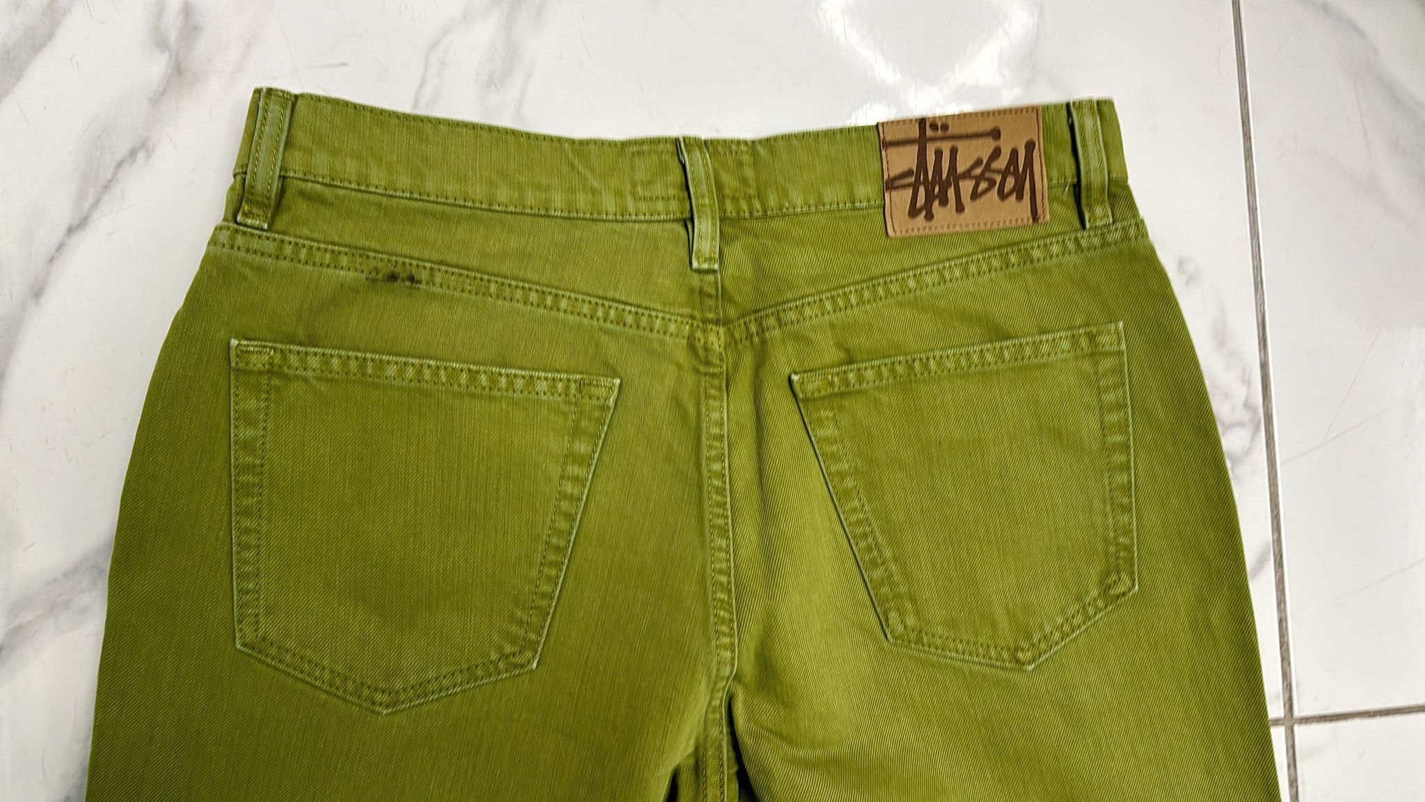 Stussy × Vintage Stussy Swirl Logo Big Ol Jean Olive 30 Size US 30 / EU 46 - 4 Thumbnail