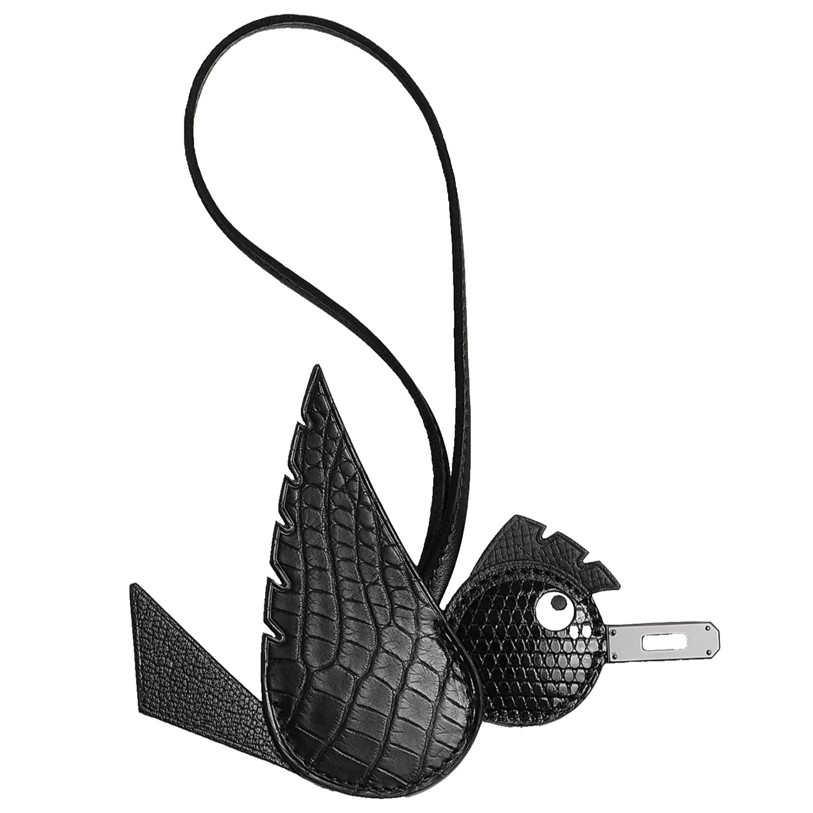 Hermes Hermes Birdy Birdie Black Alligator Lizard Chevre Bag Charm Size ONE SIZE - 1 Thumbnail