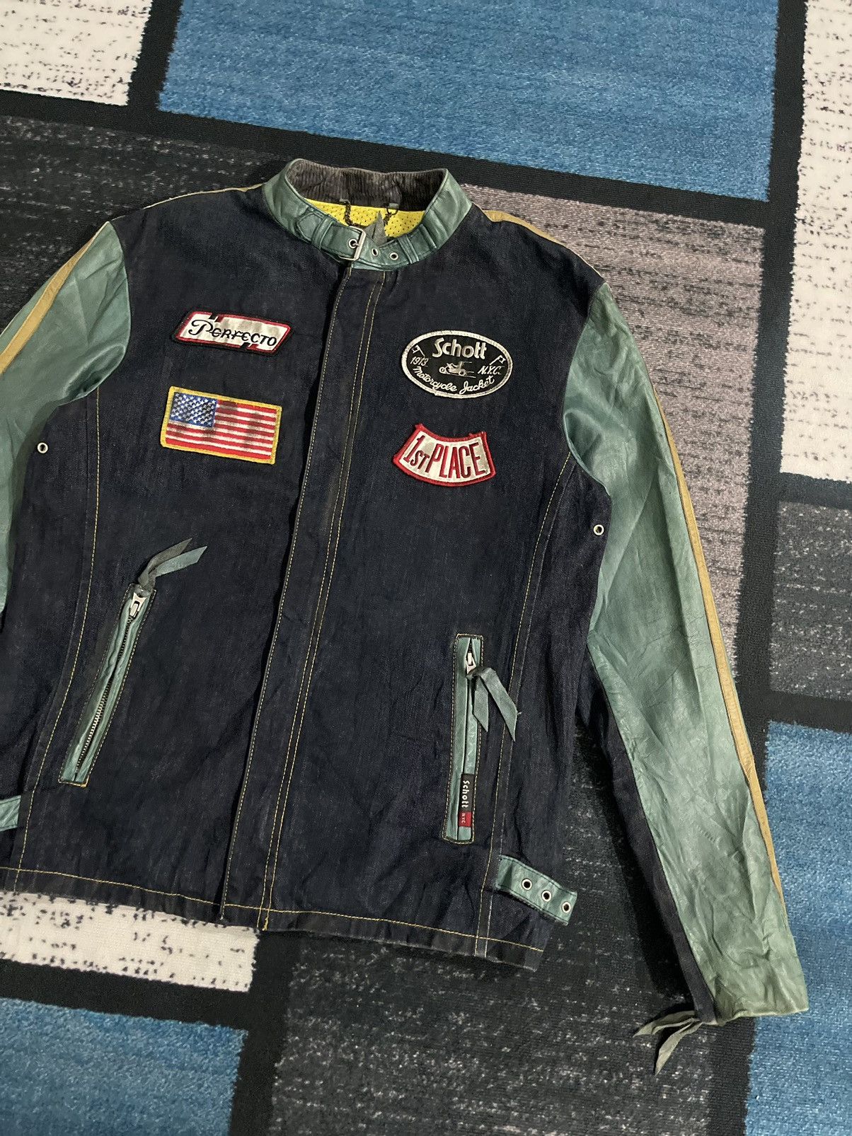 Schott Vintage Schott Leather Denim Motorcycle Jacket Size US L / EU 52-54 / 3 - 3 Thumbnail