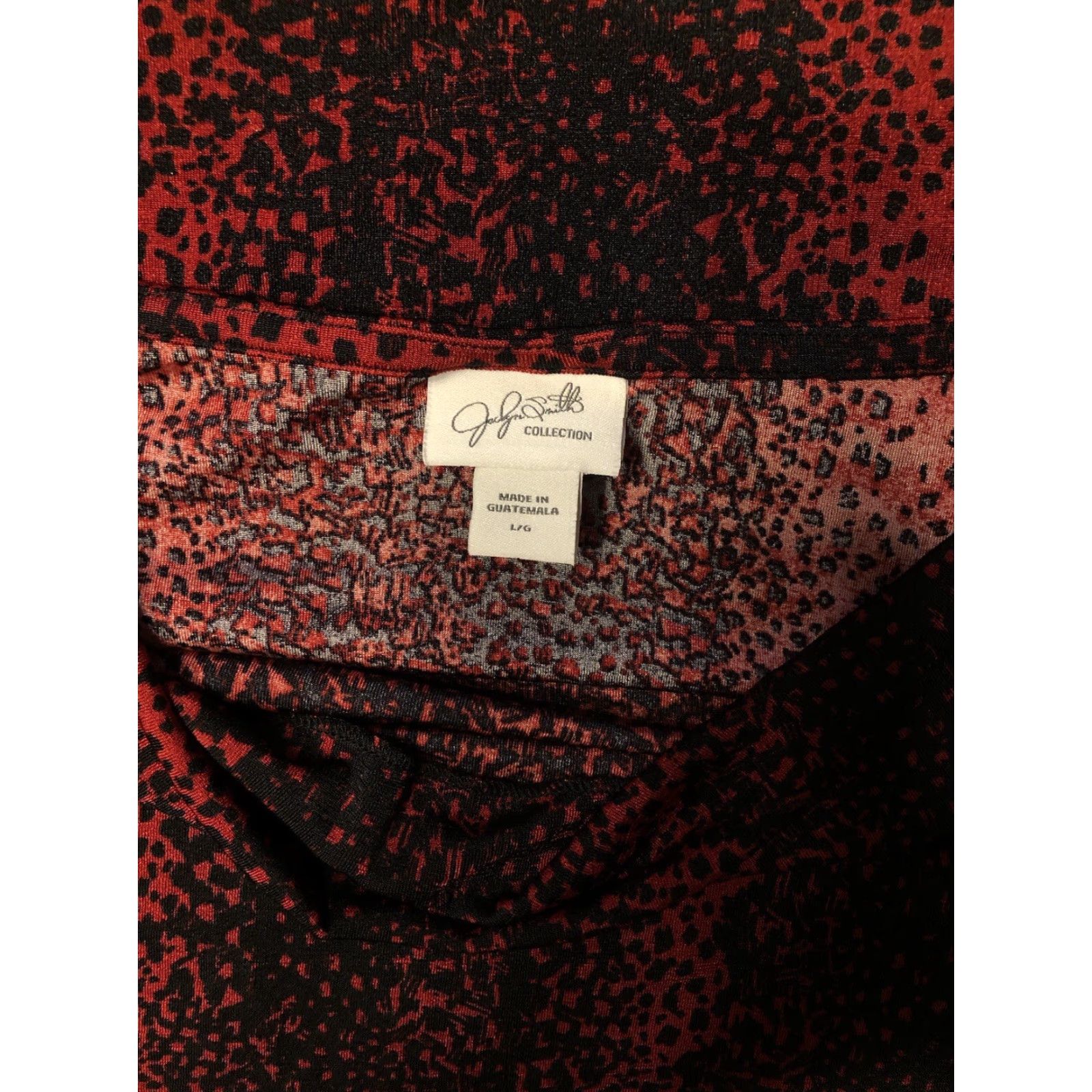 Vintage Jaclyn Smith Blouse Shirt L Red Animal Printed Short Sleeve Cowl Neck Stretch Retro Casual Workwear Geometric Size L / US 10 / IT 46 - 7 Thumbnail