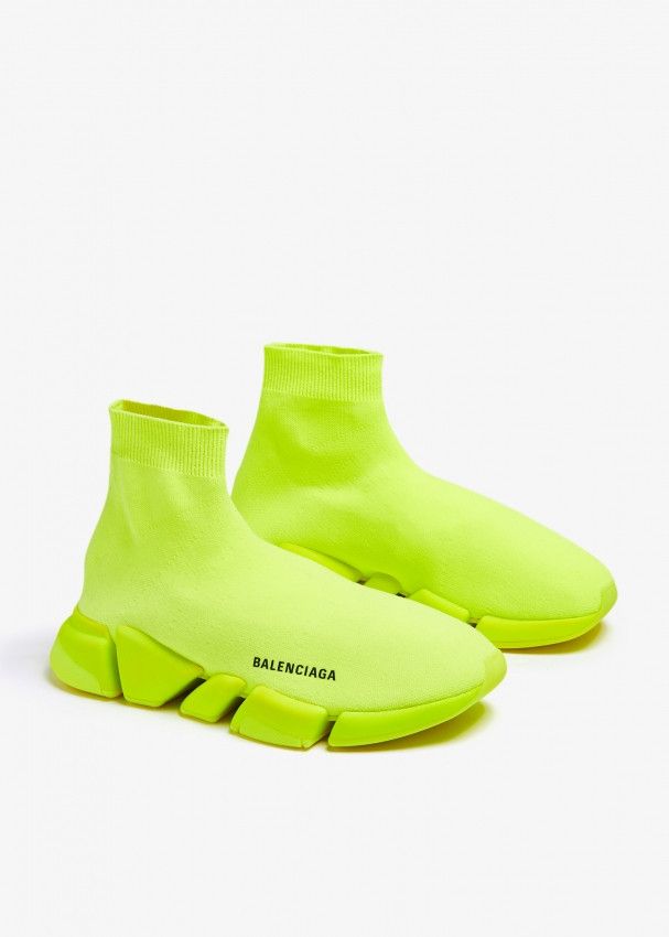Balenciaga o1mt1gz0225 Speed 2.0 Recycled Knit Sneakers in Flou Yellow Size US 8 / IT 38 - 4 Thumbnail