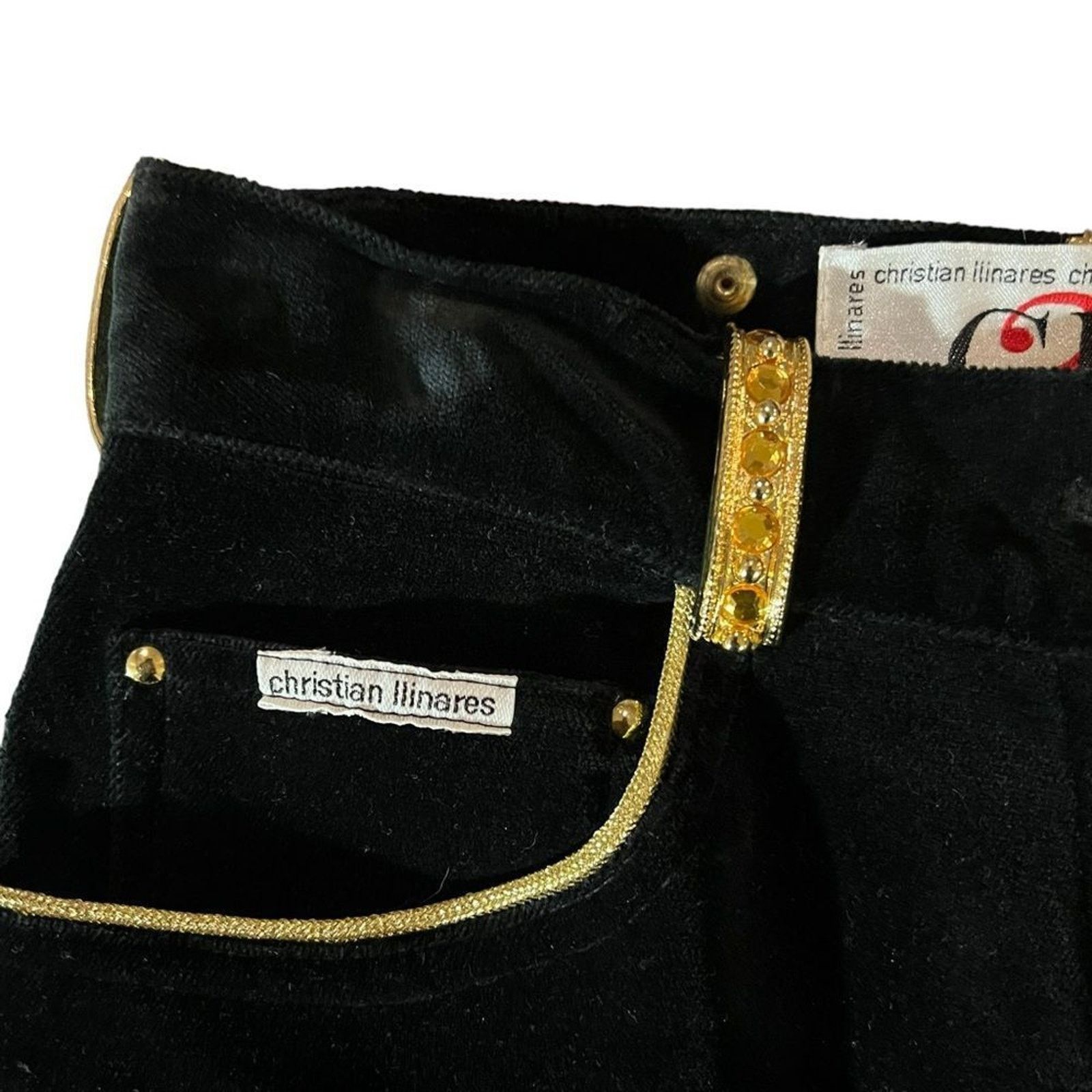 Christian Lacroix Christian Llinares Pants Womens 28 Black Velvet Straight Size 28" / US 6 / IT 42 - 3 Thumbnail