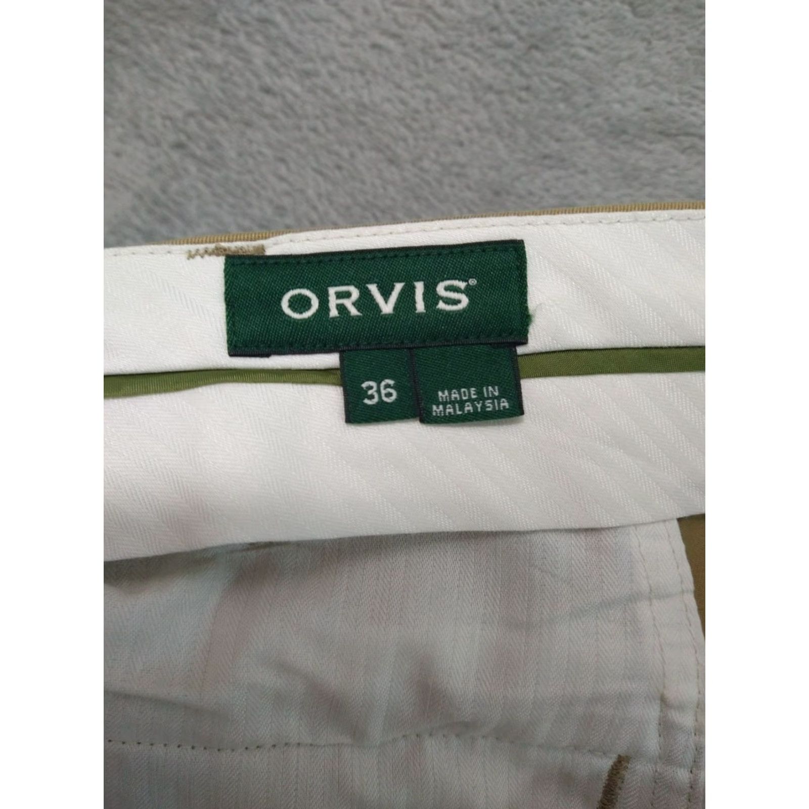 Orvis Orvis Pants Mens 36 x 32 Beige Chino Flat Front Mid Rise Cotton Casual Preppy Style: Chino, Beige, Cotton, Regular, Mens Size US 36 / EU 52 - 7 Thumbnail