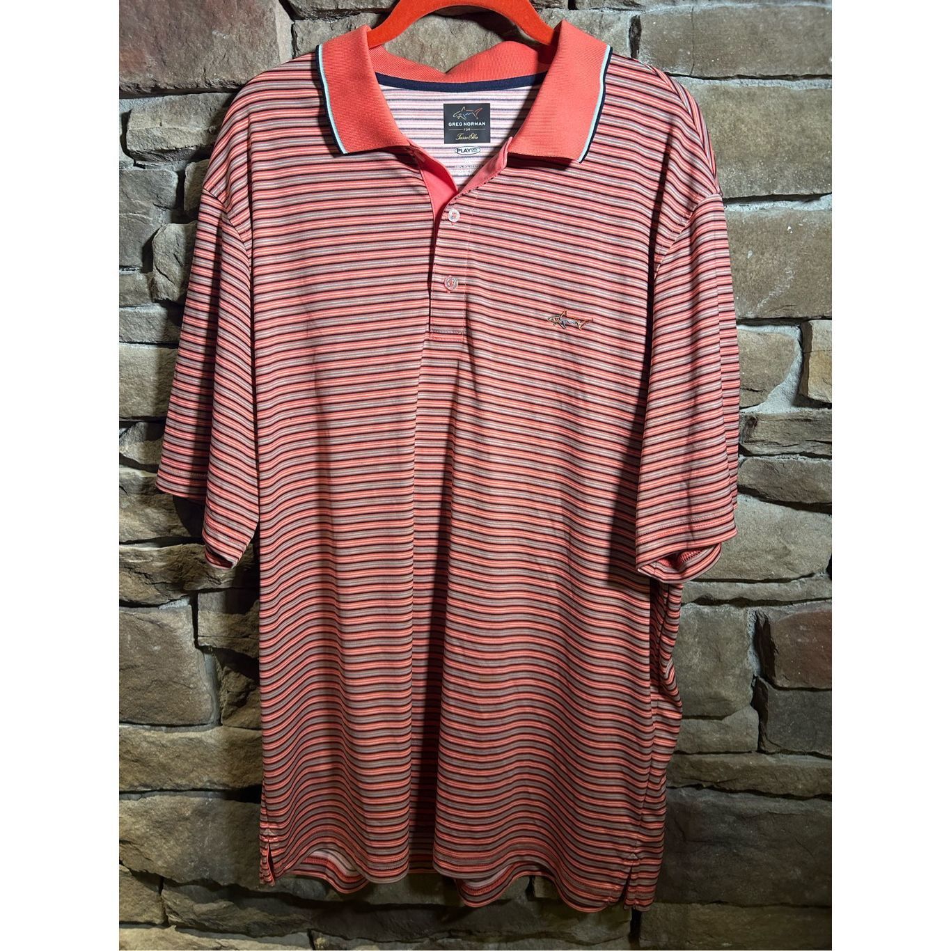 Greg Norman Greg Norman Tasso Ella Play dry Salmon Orange White golf pol Size US XL / EU 56 / 4 - 1 Thumbnail
