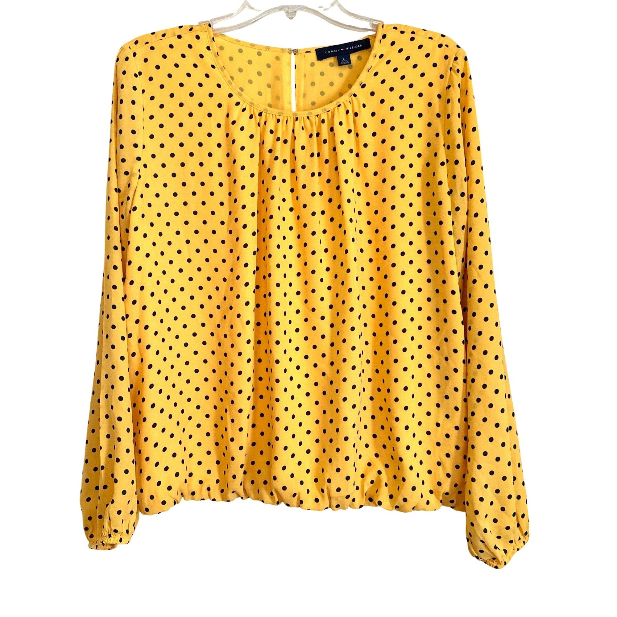Tommy Hilfiger Tommy Hilfiger Large Yellow Polka Dot Scoop Neck Long Sleeve Size L / US 10 / IT 46 - 2 Thumbnail