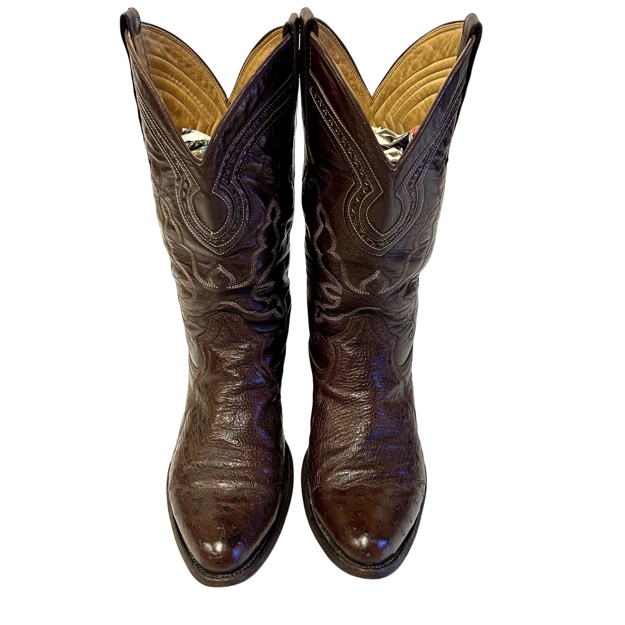 Other Vtg Gavel OSTRICH QUILL Skin Cowboy Western Rodeo Boots Size US 8.5 / EU 41-42 - 3 Thumbnail