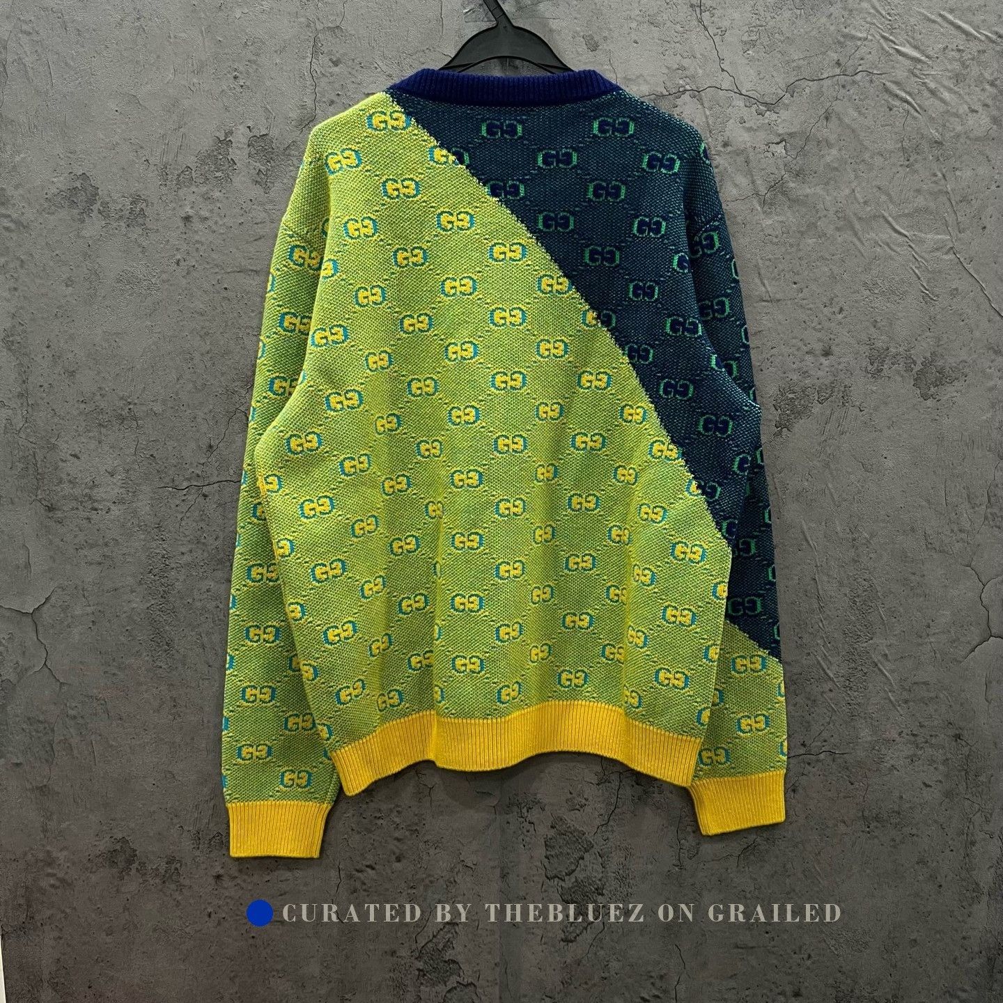 Gucci Gucci Wool Sweater with Blue-Green Print Size US XL / EU 56 / 4 - 2 Thumbnail