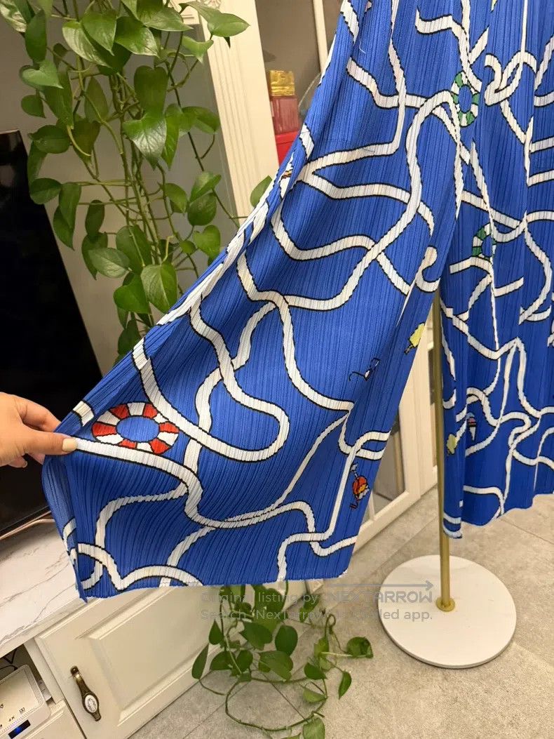 Issey Miyake Issey Miyake size:3 Blue Wave Straight - Leg Wide - Leg Pa Size 31" - 2 Thumbnail